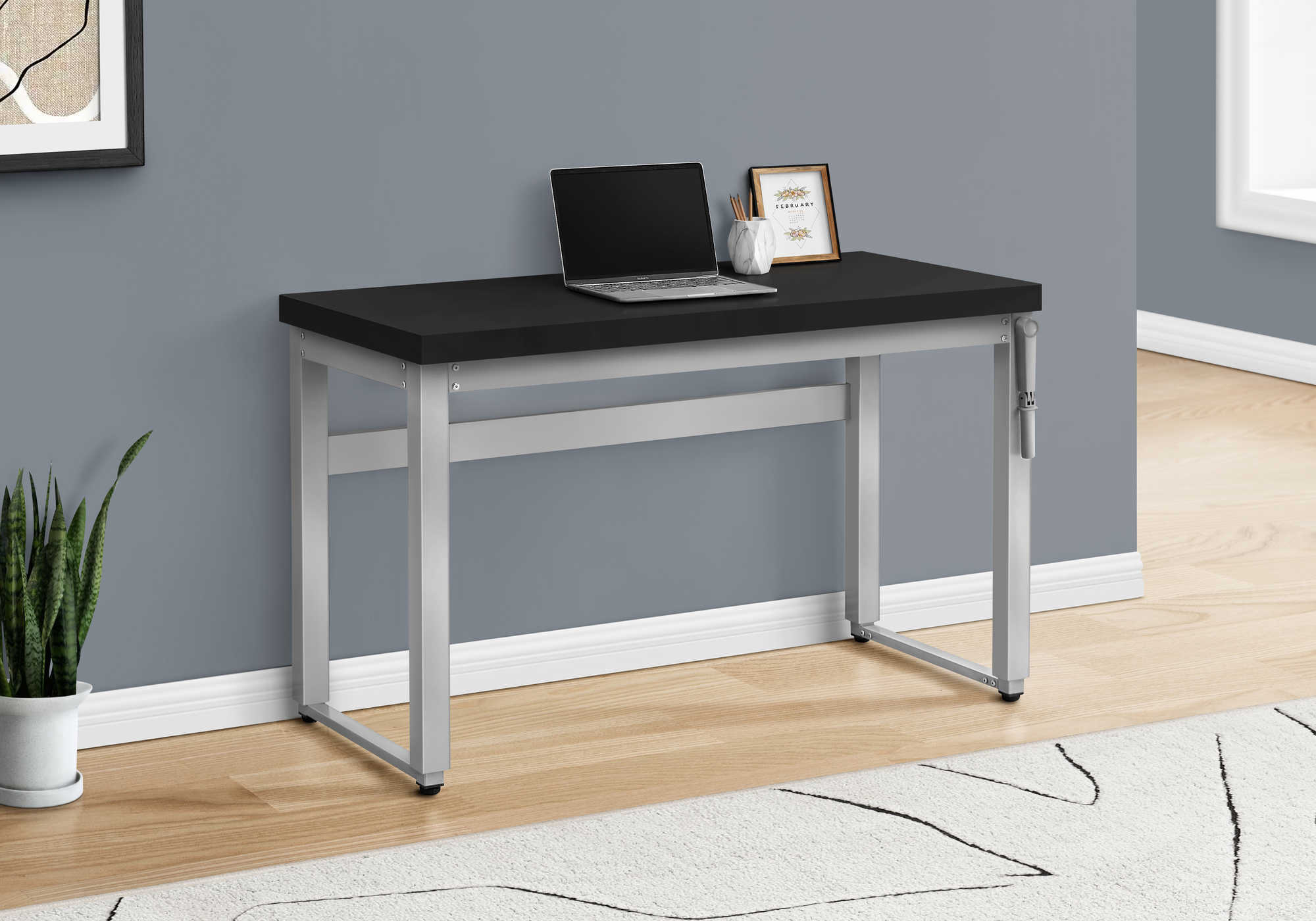 Clovis - Computer Desk Home Office Standing Adjustable 48"L Work Laptop Black