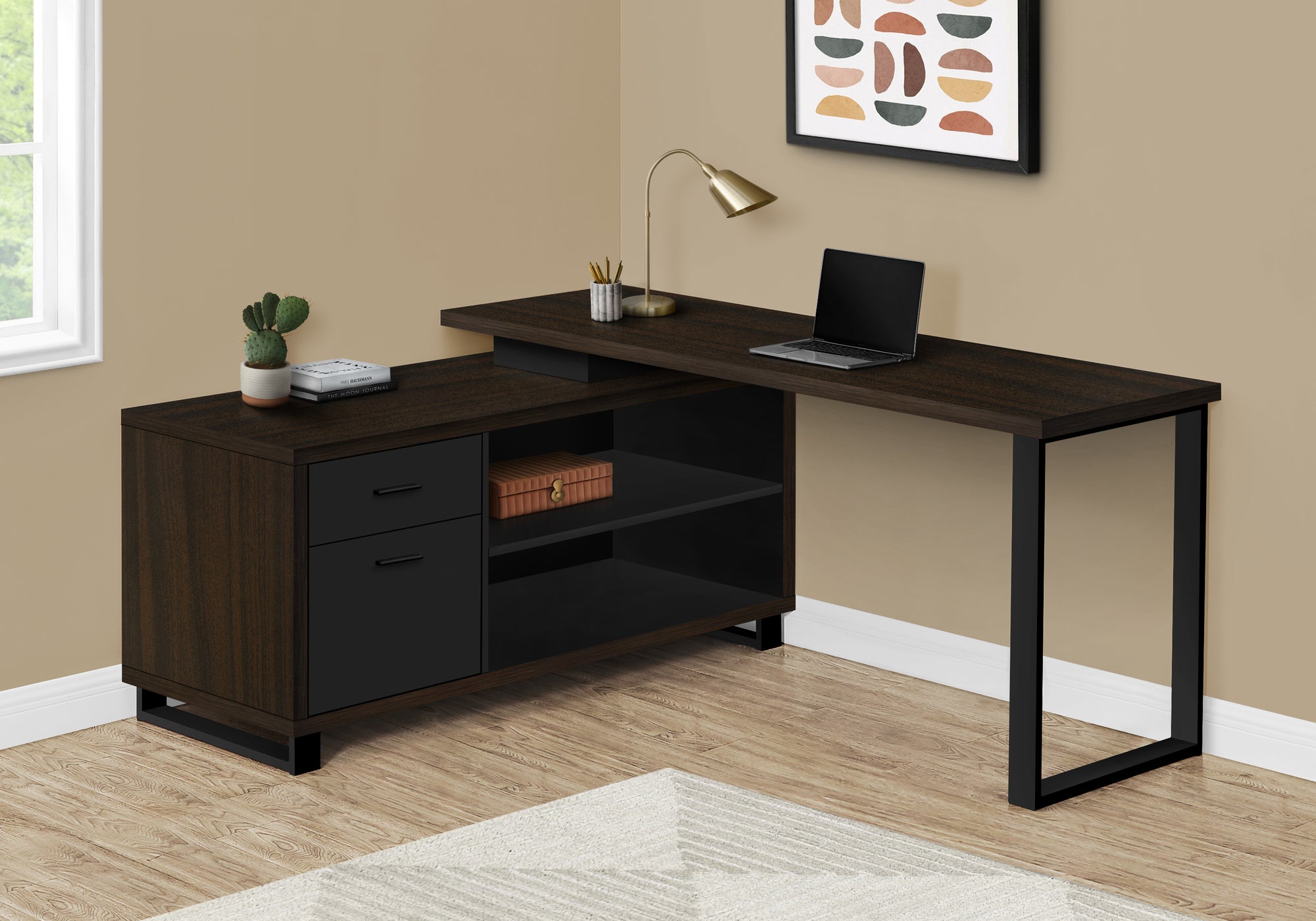 Faulkner - Computer Desk Home Office Corner Storage Drawers 72"L L Shape