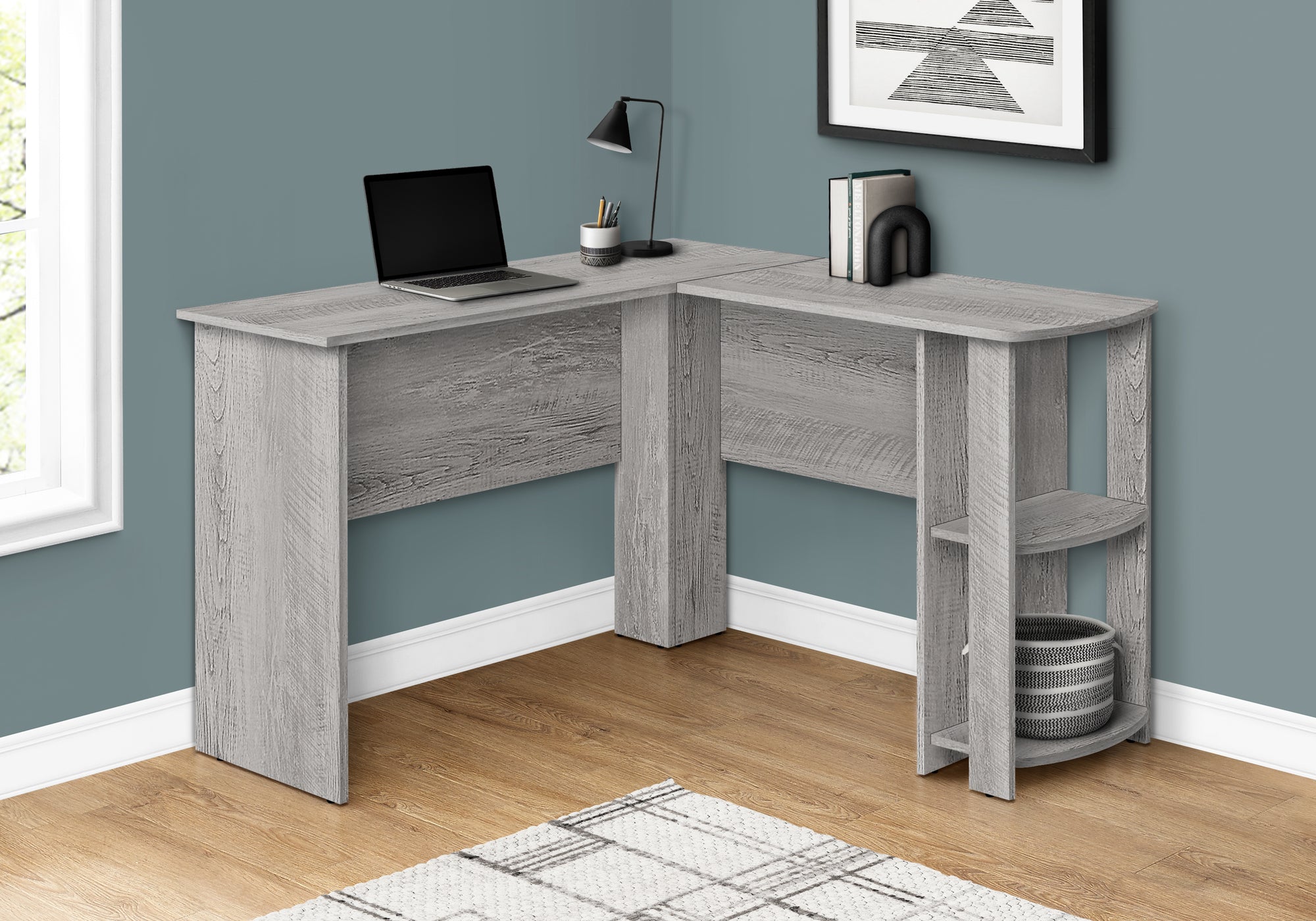 Brandon - Computer Desk Home Office Corner Storage Shelves 48"L L Shape