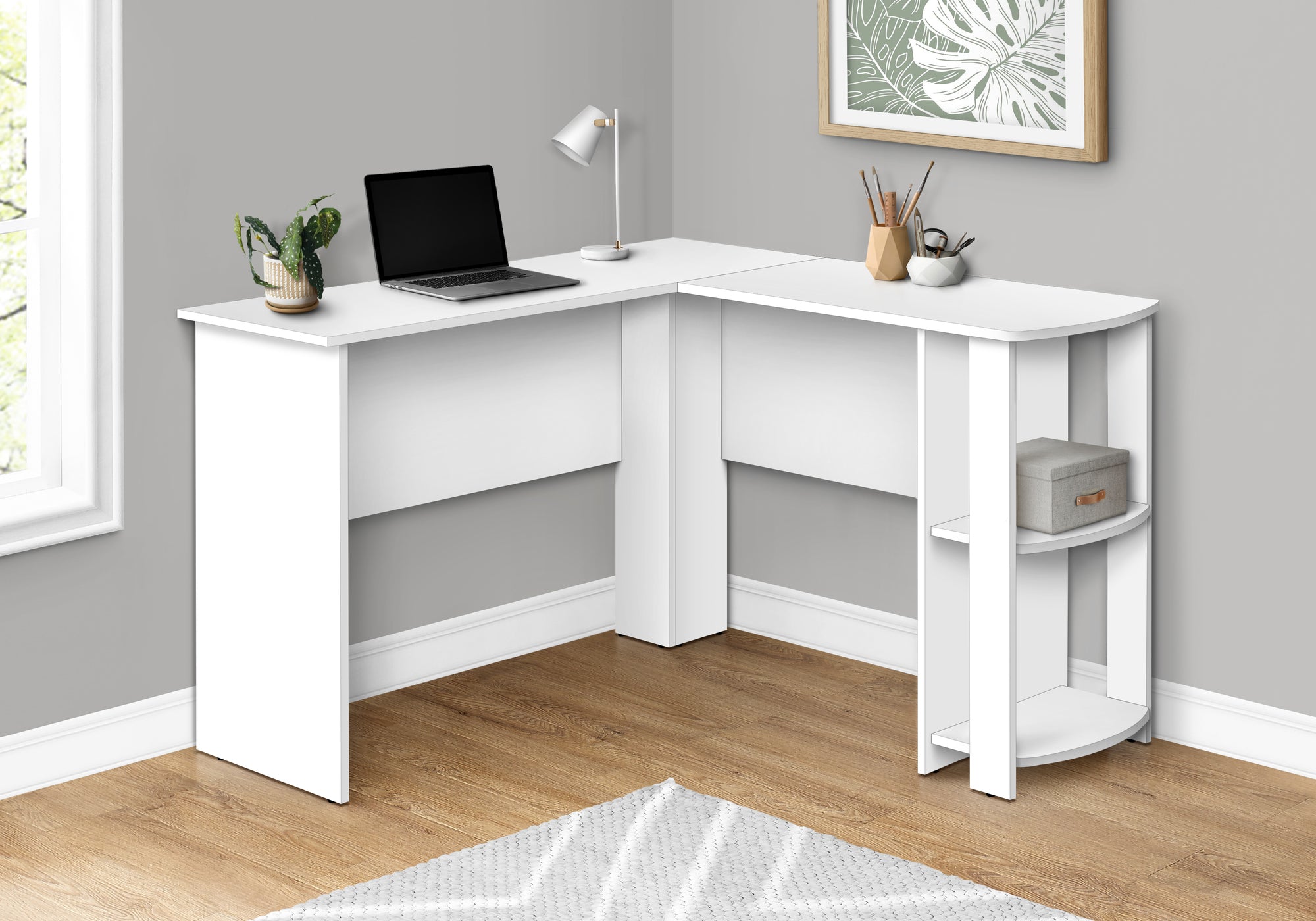 Damani - Computer Desk Home Office Corner Storage Shelves 48"L L Shape