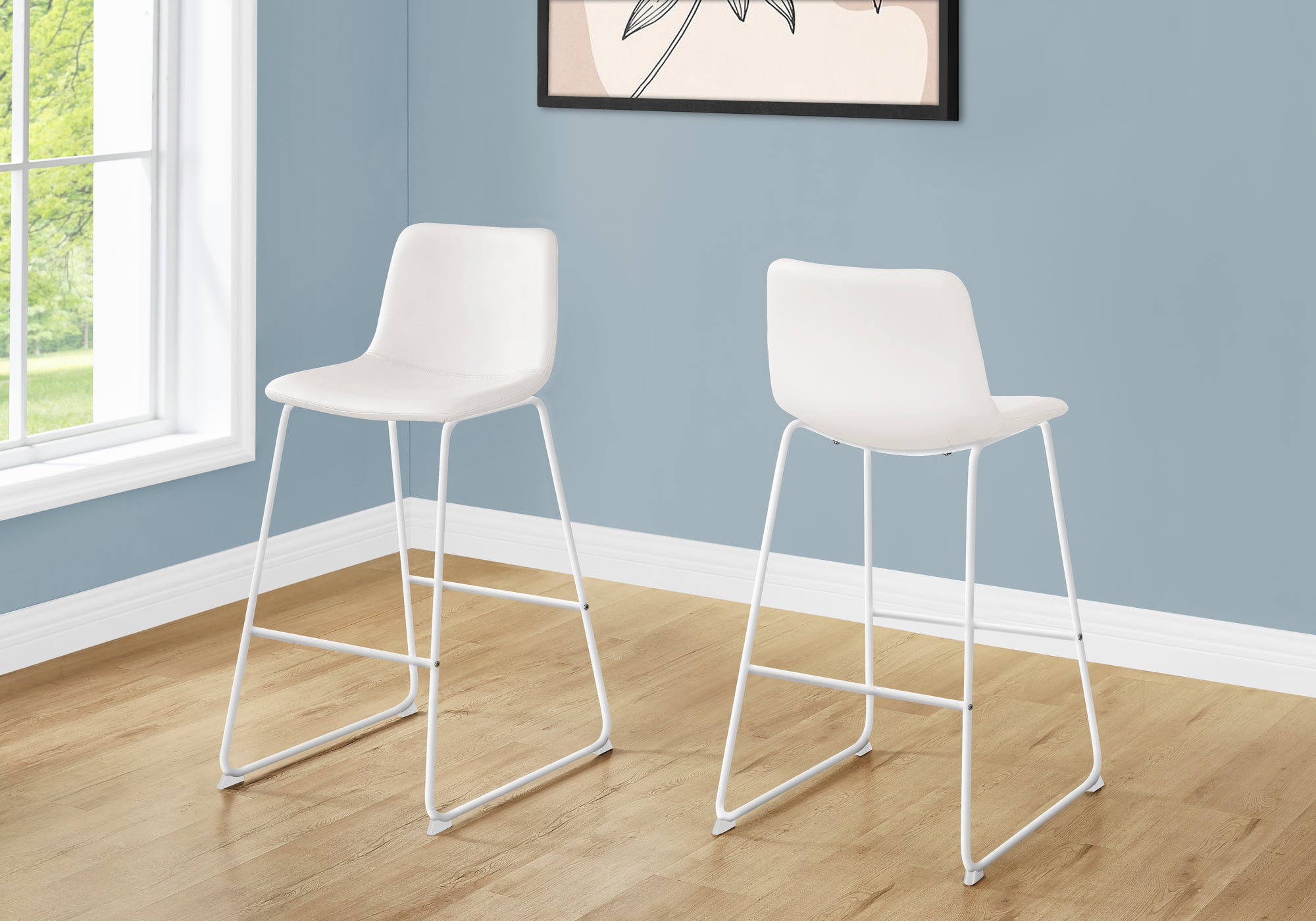 Sebille - Office Chair Bar Height Standing Computer Desk Work White Leather