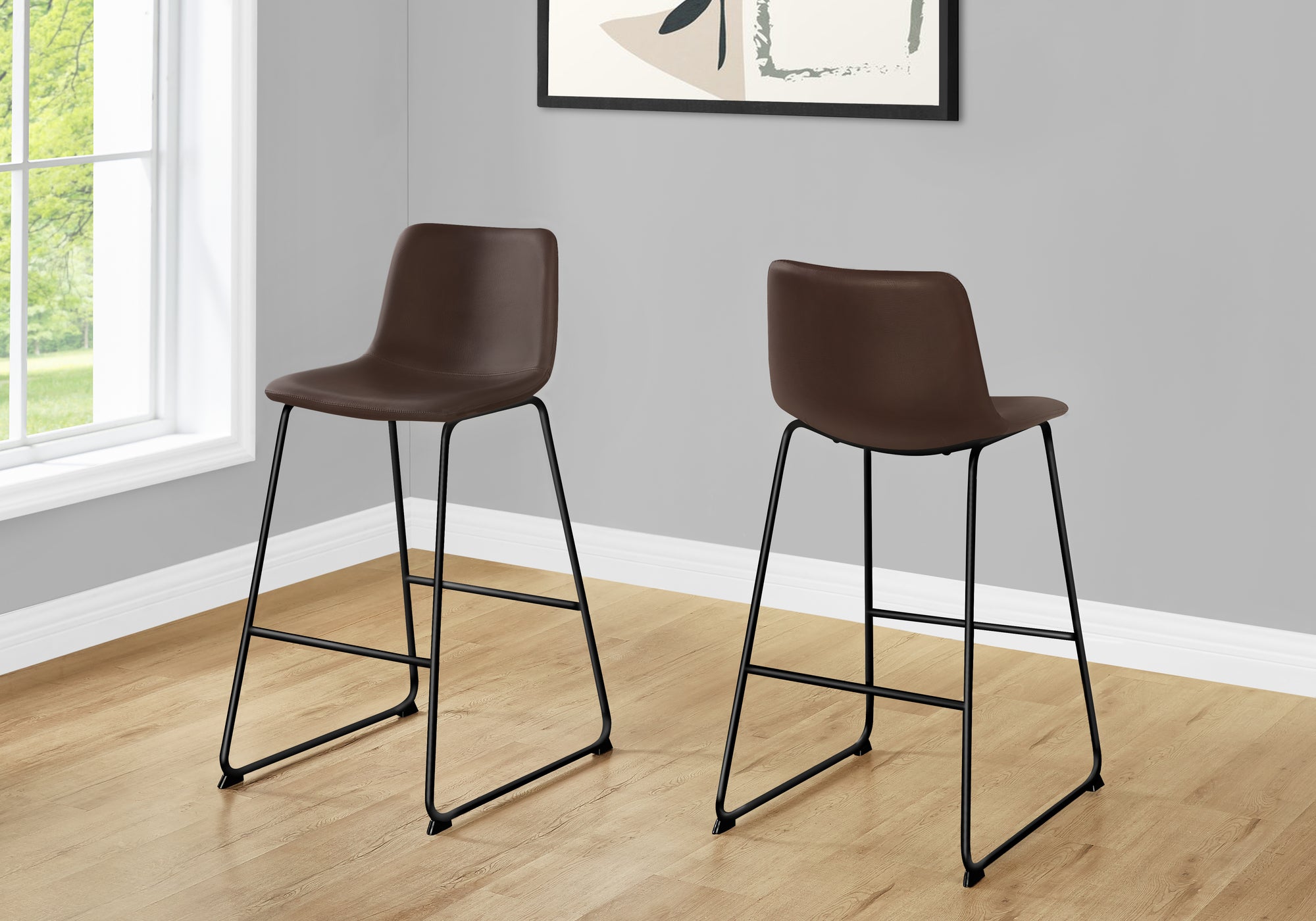 Dariana - Office Chair Bar Height Standing Computer Desk Work Brown Leather