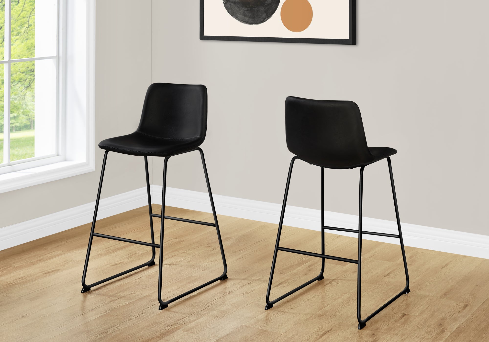 Caelia - Office Chair Bar Height Standing Computer Desk Work Black Leather