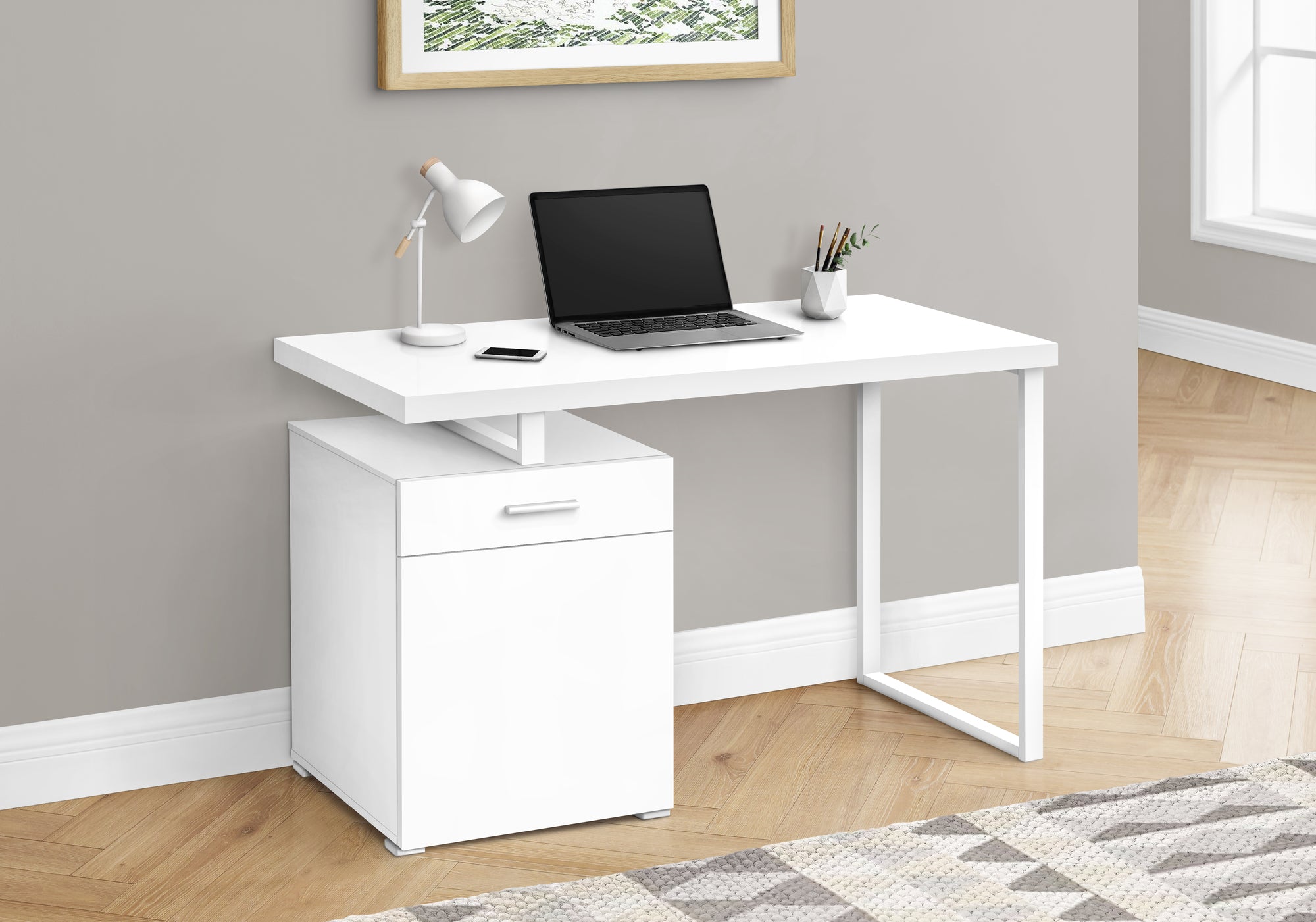 Jayliah - Computer Desk Home Office Laptop Left Right Set-up Storage Drawers