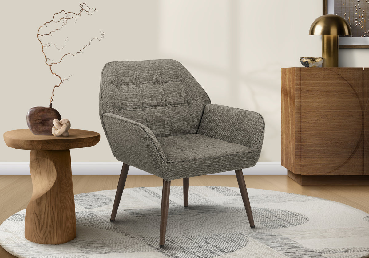 Farica - Accent Chair 29"H Upholstered Living Room Light Brown Fabric Walnut