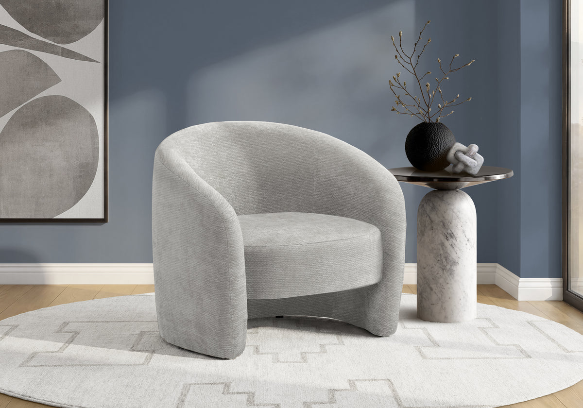 Barrel Upholstered Accent Chair, 29"H, Light Grey Fabric