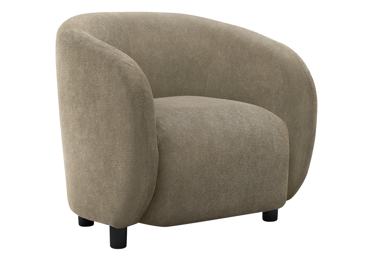 Accent Chair, 29"H, Upholstered, Living Room, Bedroom, Light Brown Fabric, Black Legs, Contemporary, Modern