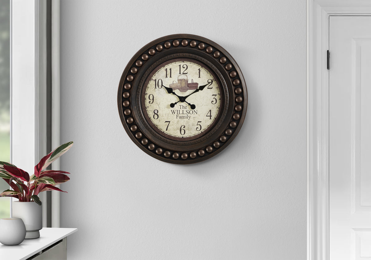 Osaka - Clocks 20" Round Wall Clock Antique Brown Transitional