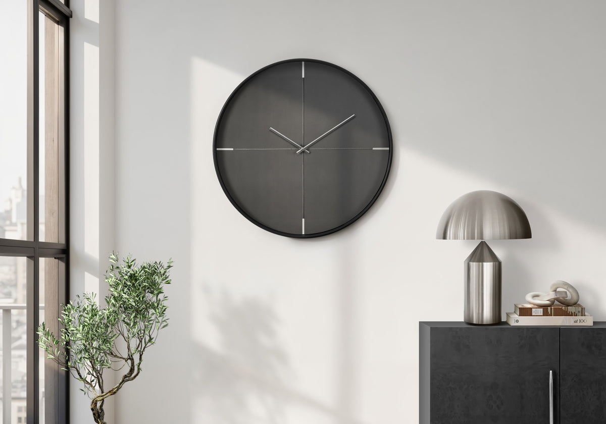 Coronado - Clocks 20" Round Wall Clock Black Contemporary Modern