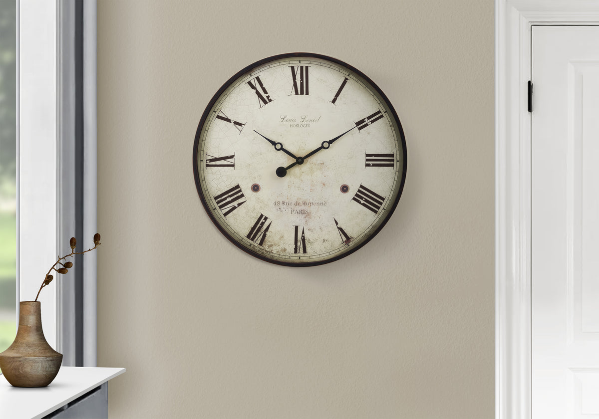 Bryson - Clocks 20" Round Wall Clock Antique Brown Transitional