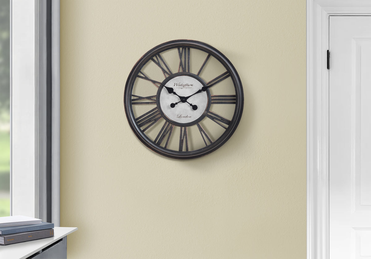Iliana - Clocks 18" Round Wall Clock Antique Black Transitional