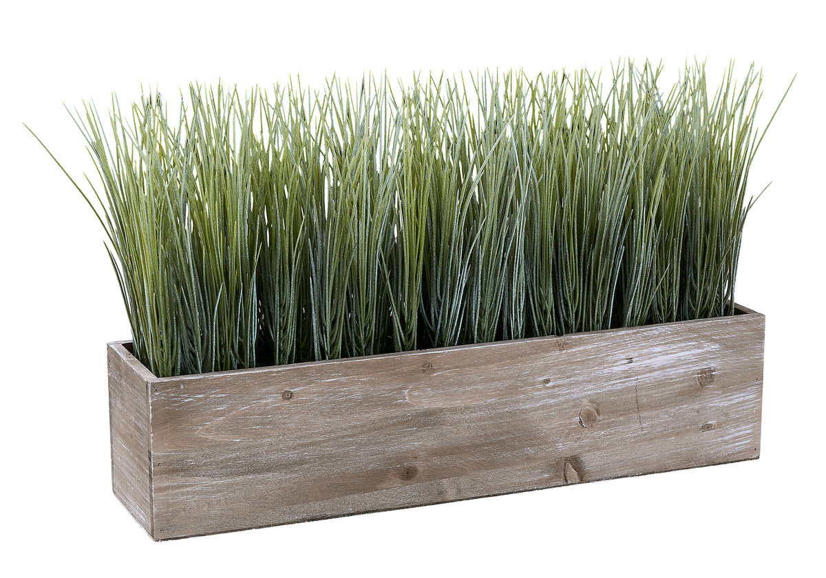 Putri - Artificial Plant 12" Tall Grass Table Brown Wood Pot Contemporary