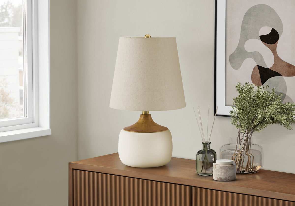 Lighting, 19""H, Table Lamp, Beige Ceramic, Beige Shade, Contemporary