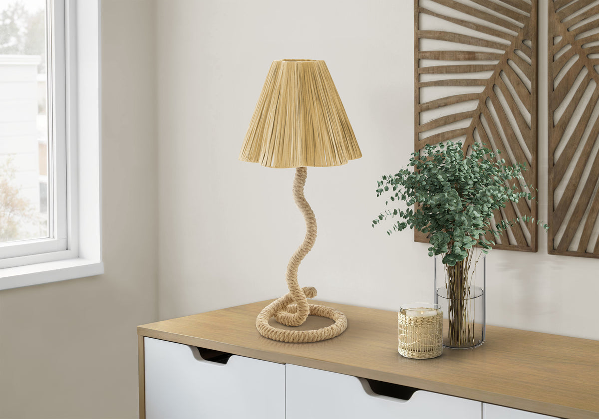 Lighting, 22""H, Table Lamp, Natural Rope, Natural Paper Shade, Classic Boho