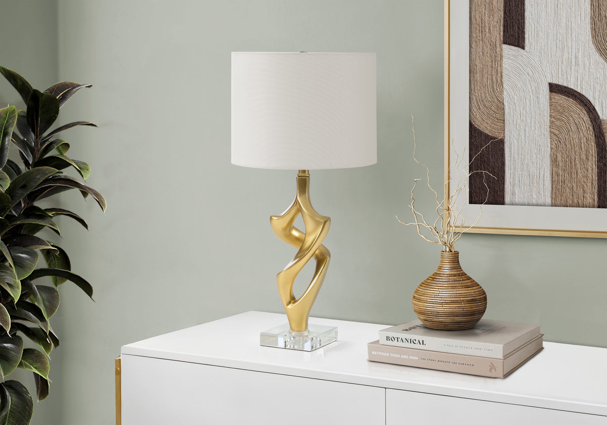 Lighting, 24""H, Table Lamp, Gold Resin, Ivory / Cream Shade, Contemporary