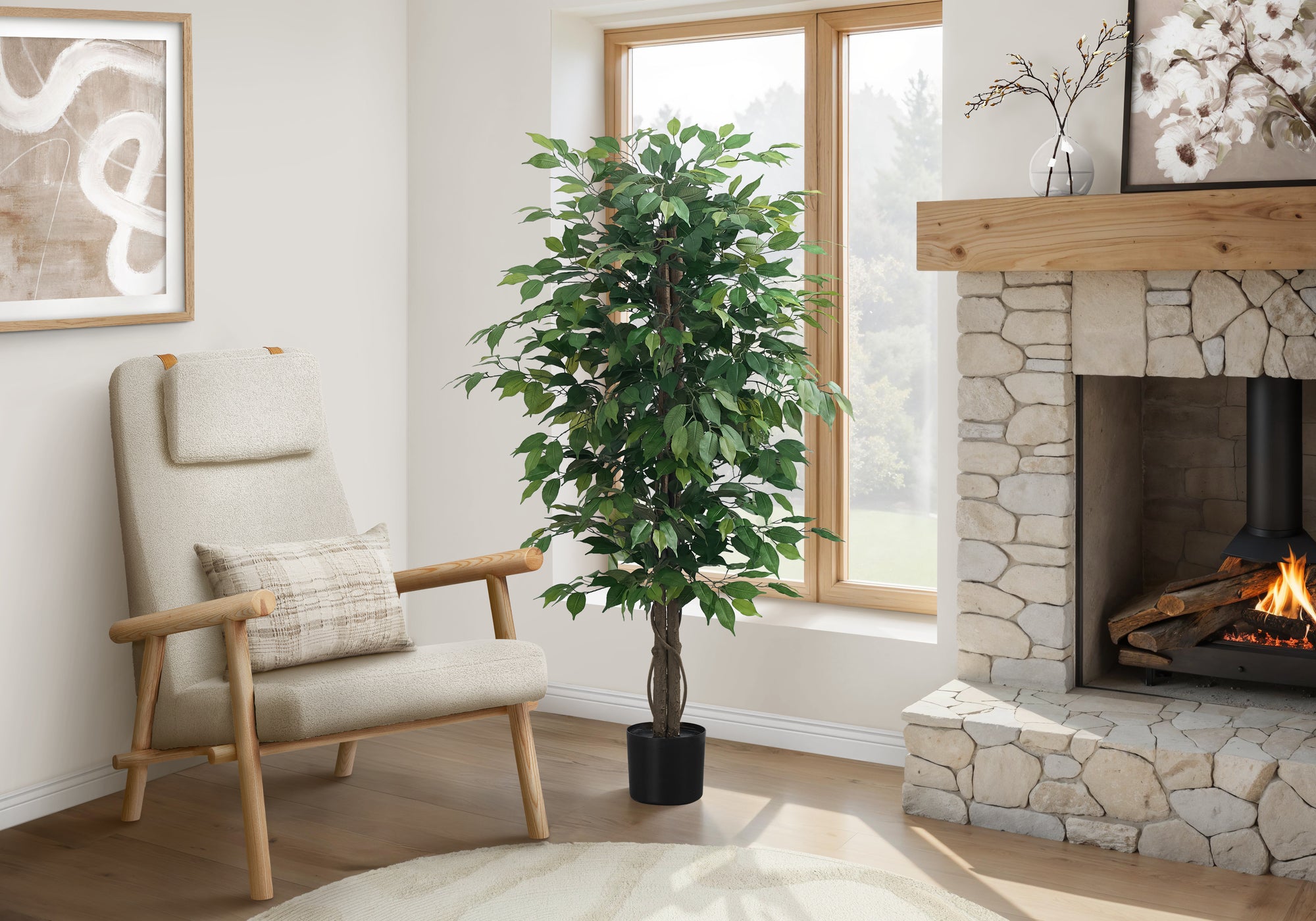 Sereno - Artificial Plant 58" Tall Ficus Tree Indoor Faux Fake Floor