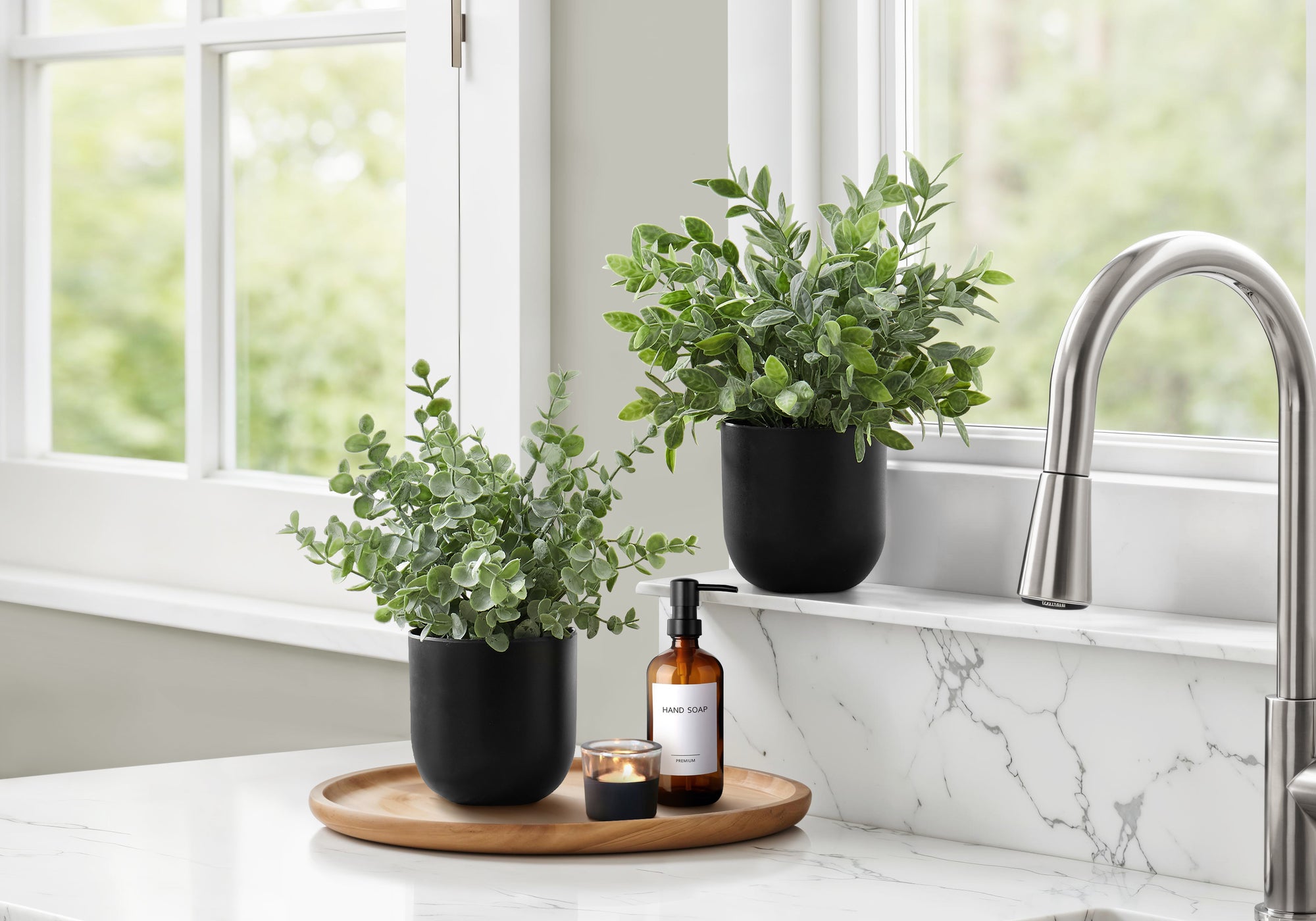 Sylvestra - Artificial Plant 11" Tall Eucalyptus Grass Indoor Faux Fake Table