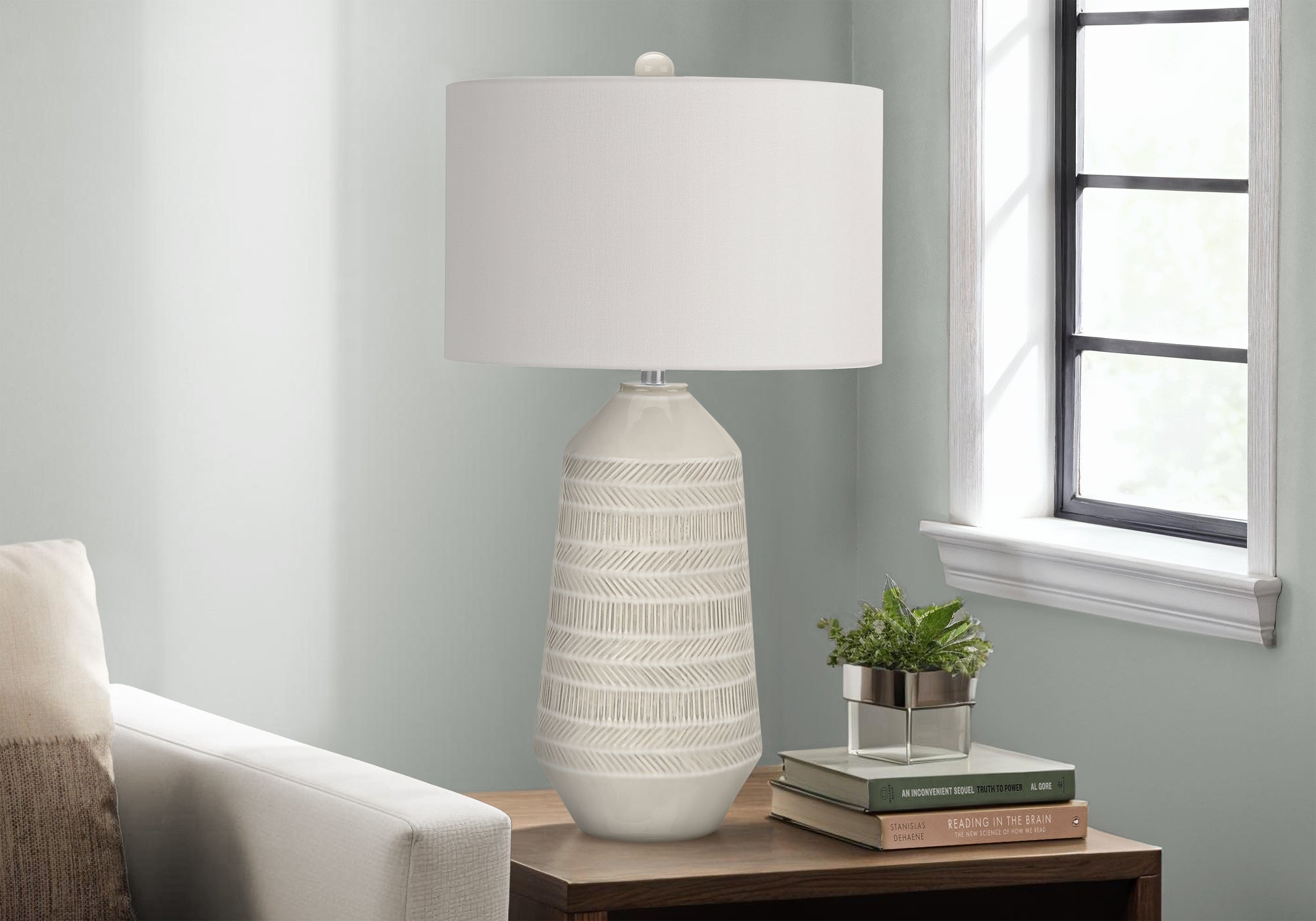 Colandra - Lighting 33"H Table Lamp Ivory / Cream Shade Cream Ceramic