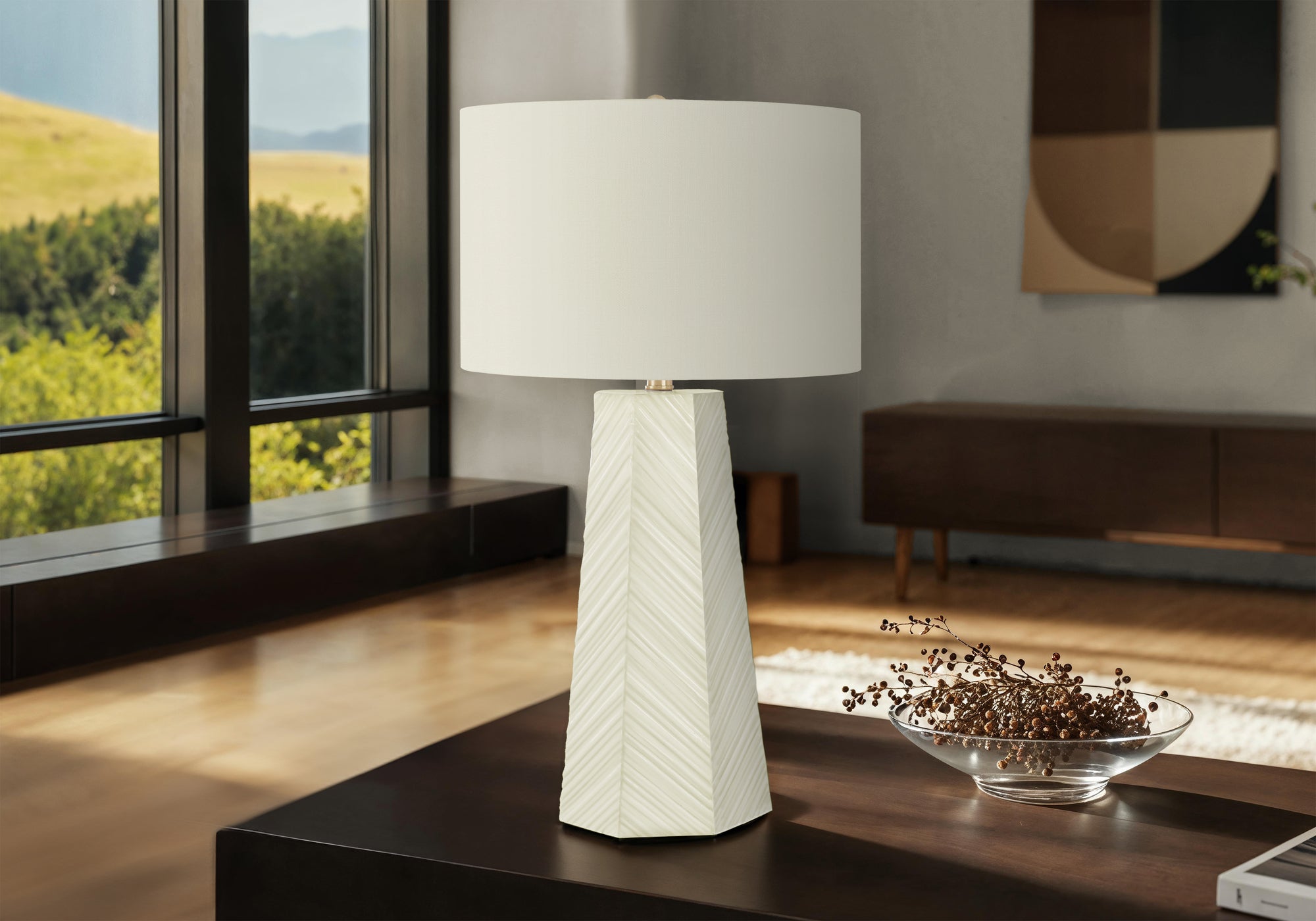Adonica - Lighting 29"H Table Lamp White Ceramic Ivory / Cream Shade