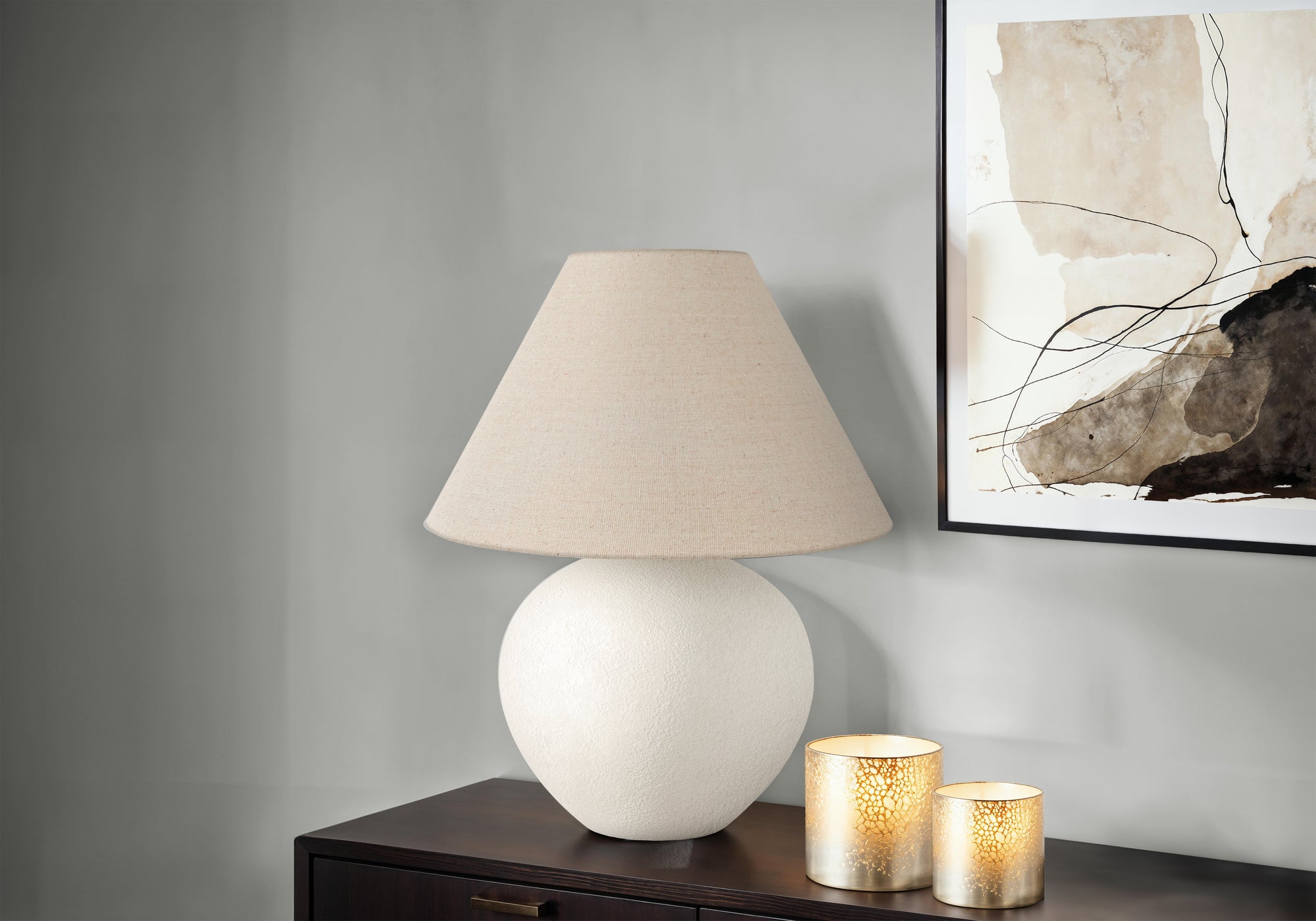 Quintus - Lighting 16"H Table Lamp Cream Shade Cream Ceramic Contemporary