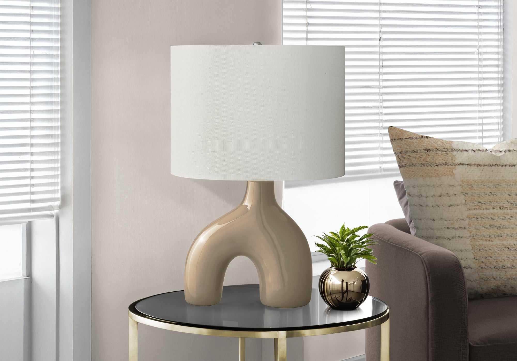 Finlay - Lighting 25"H Table Lamp Brown Ceramic Ivory / Cream Shade