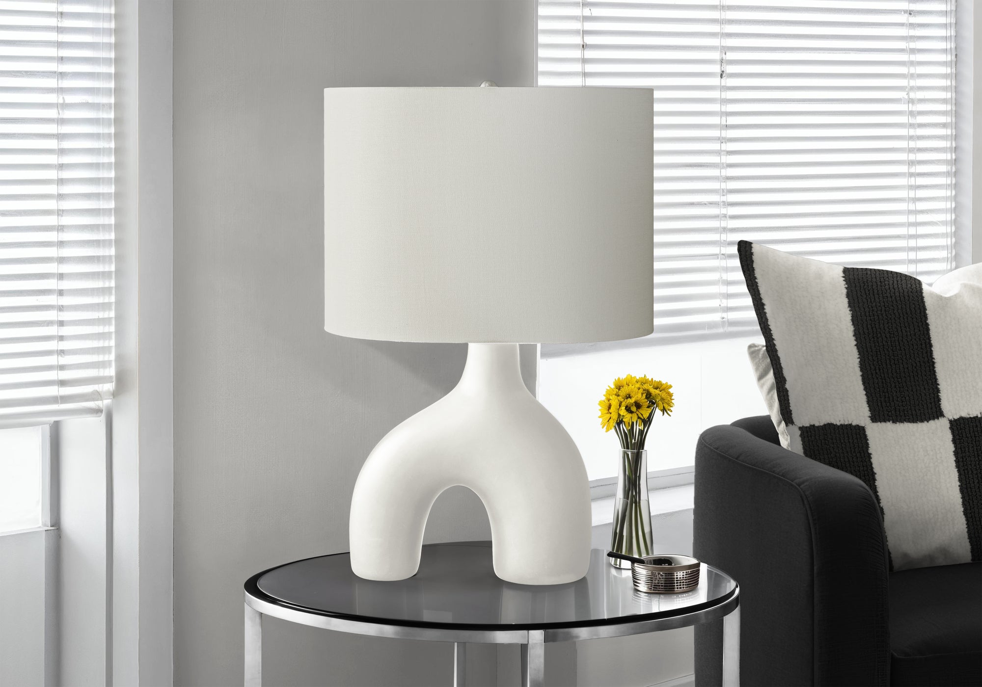 Papua - Lighting 25"H Table Lamp White Ceramic Ivory / Cream Shade