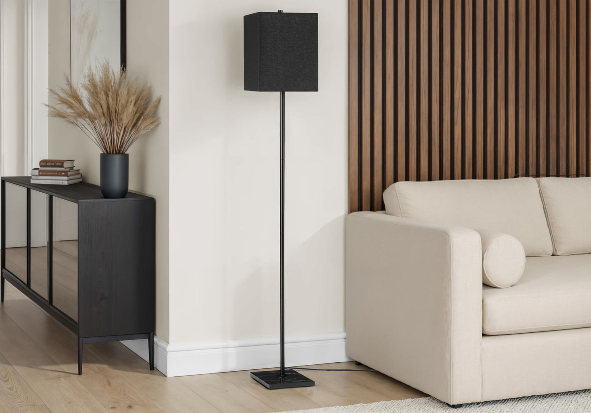 Lighting, 62""H, Floor Lamp, Black Metal, Black Shade, Contemporary