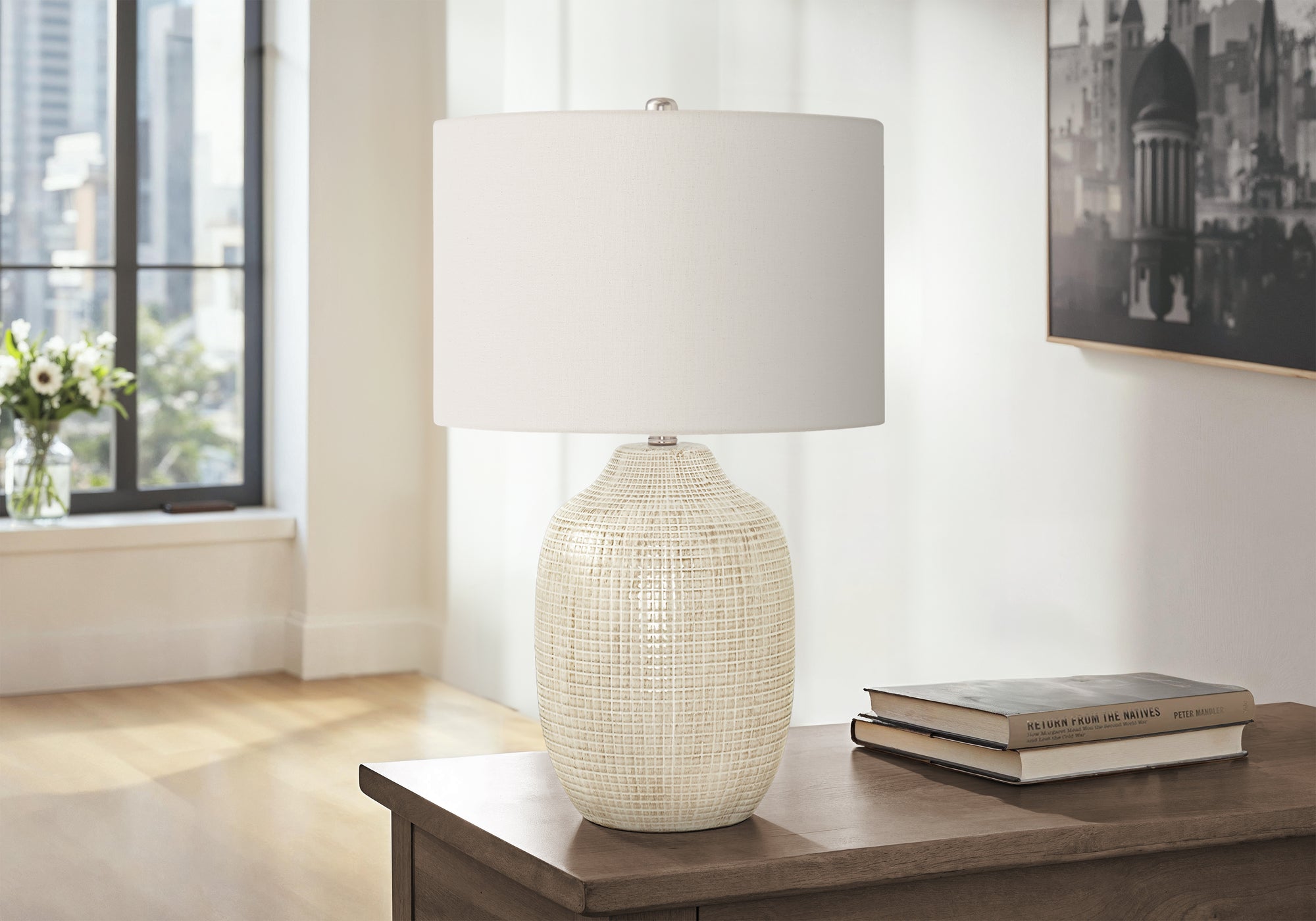 Prisca - Lighting 26"H Table Lamp Cream Ceramic Ivory / Cream Shade