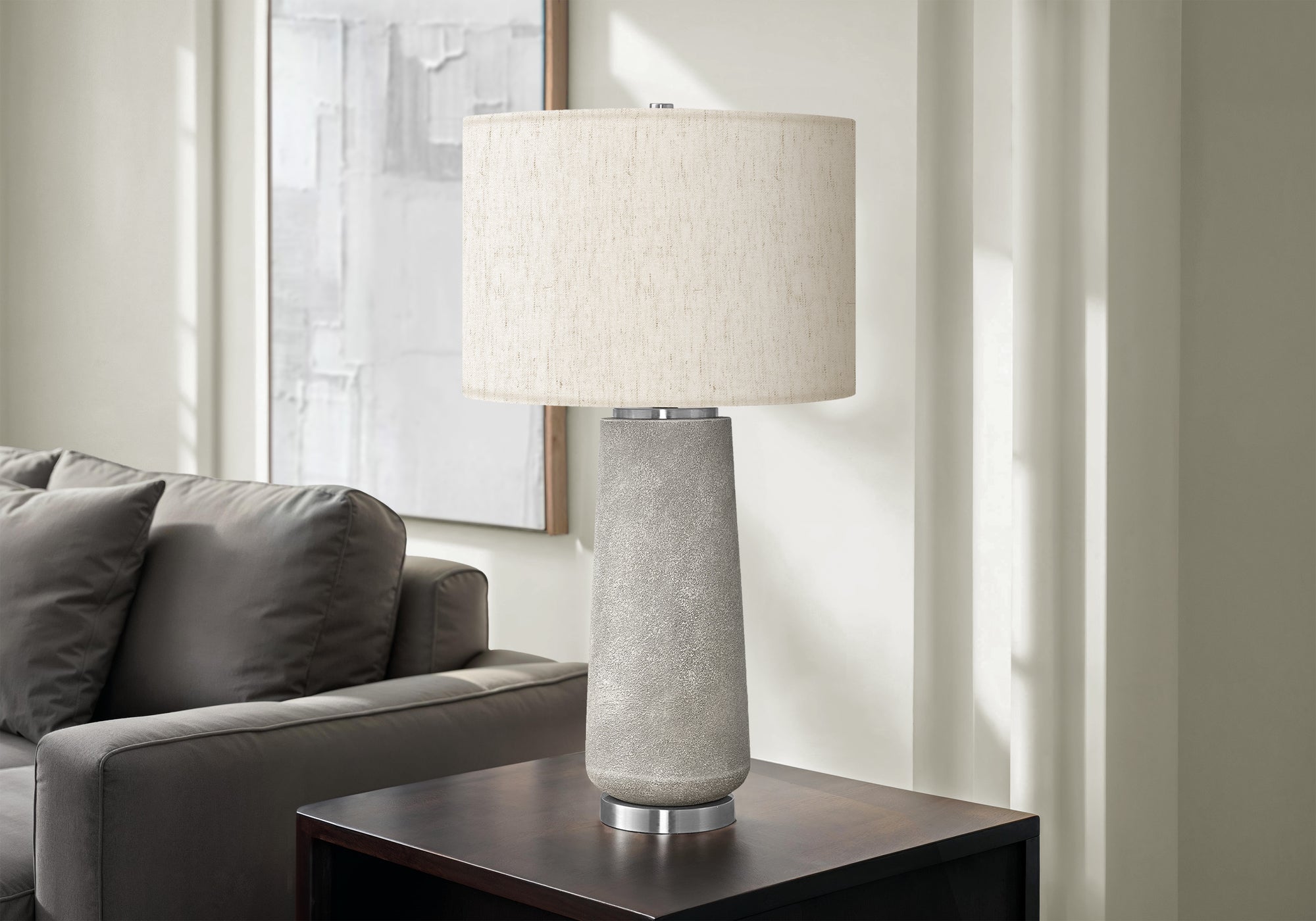 Kiara - Lighting 29"H Table Lamp Grey Resin Ivory / Cream Shade