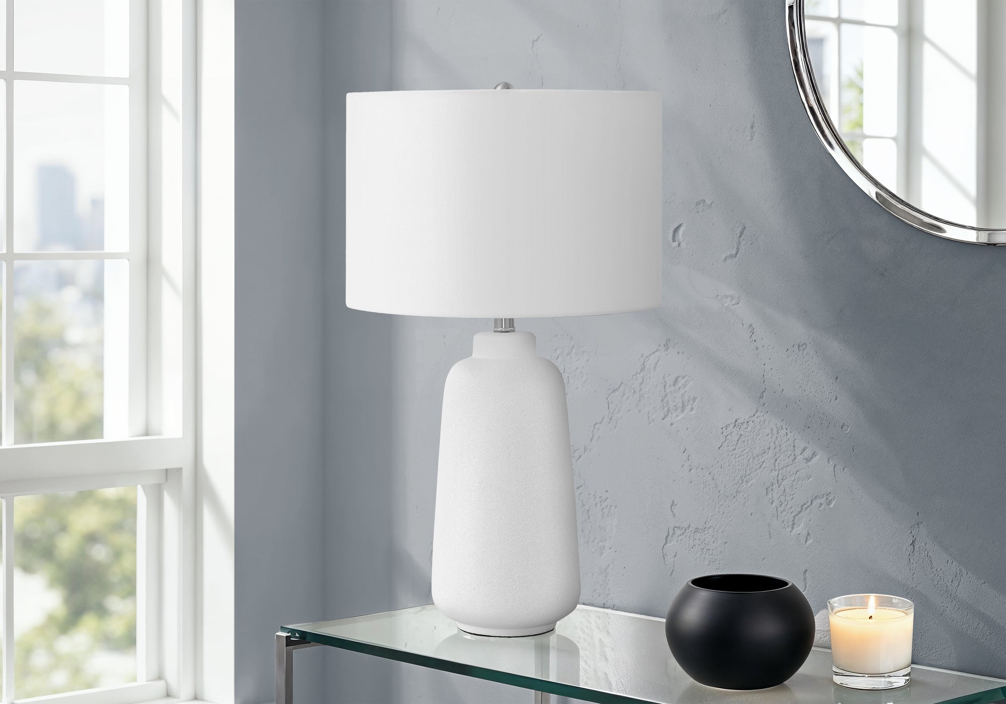 Evania - Lighting 26"H Table Lamp Cream Ceramic Ivory / Cream Shade
