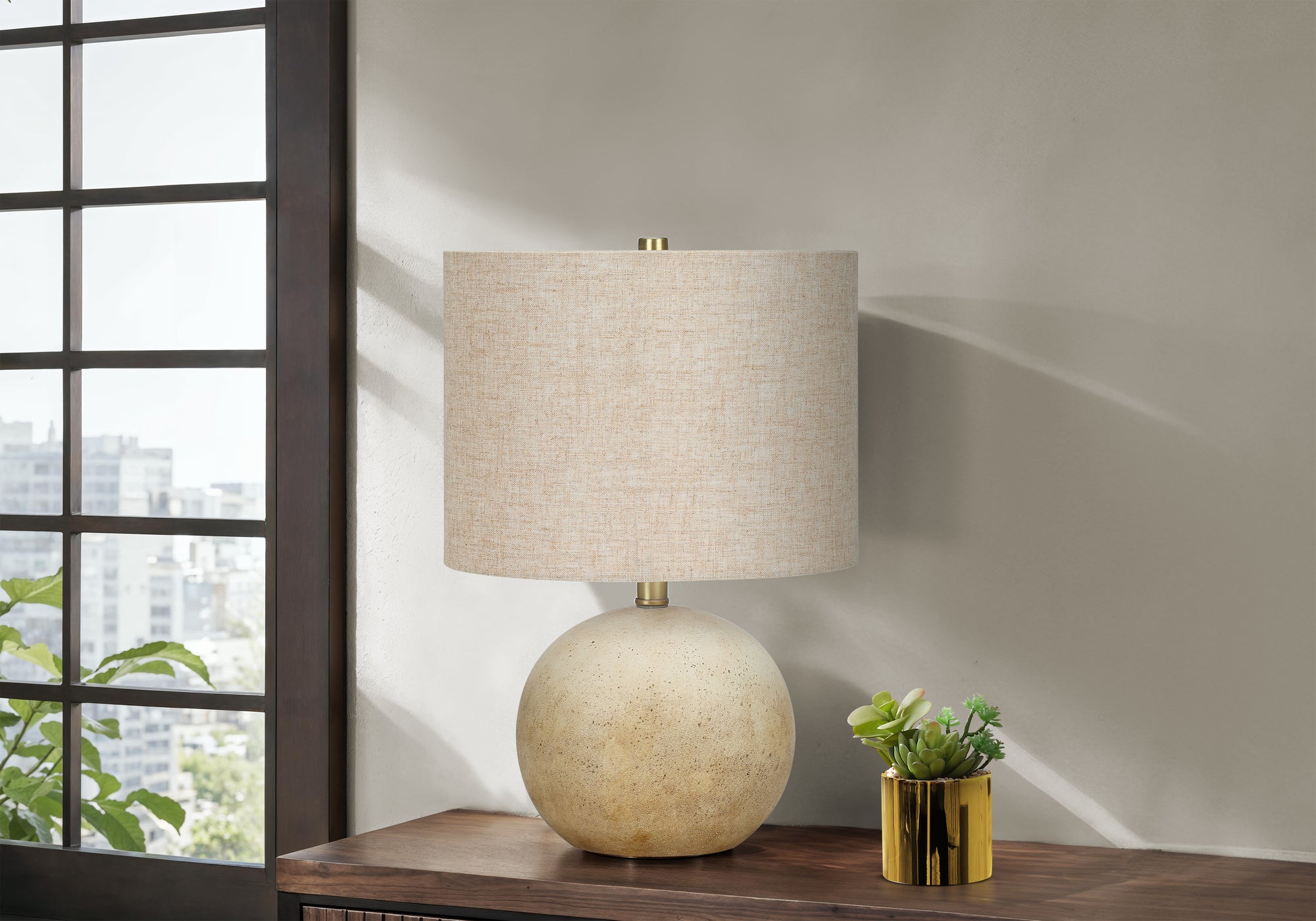 Carabella - Lighting 20"H Table Lamp Beige Concrete Beige Shade Contemporary