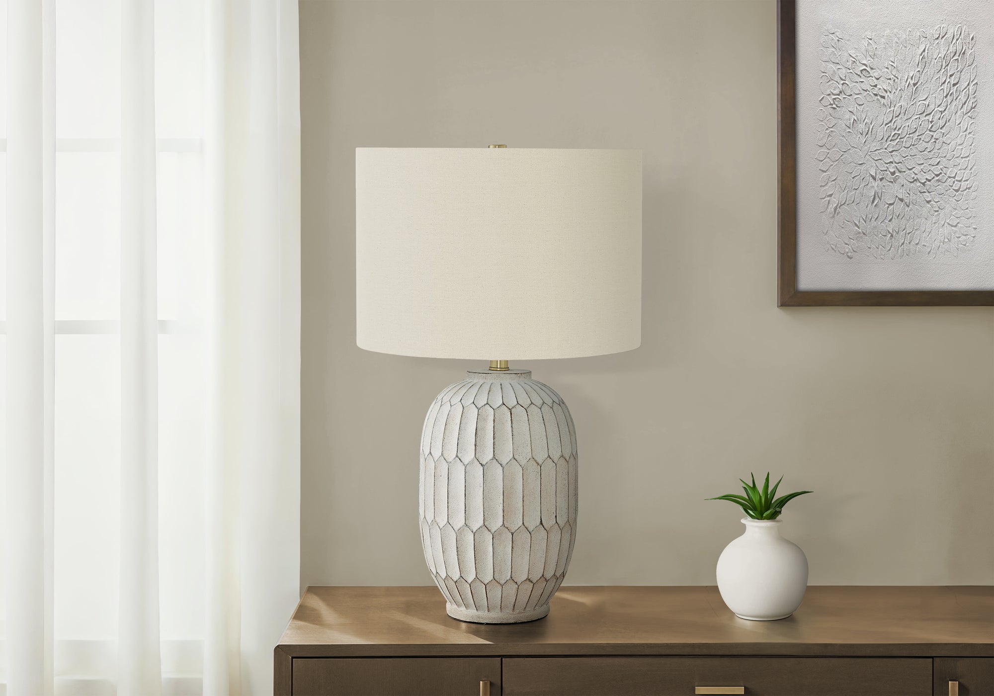 Junius - Lighting 24"H Table Lamp Cream Resin Ivory / Cream Shade
