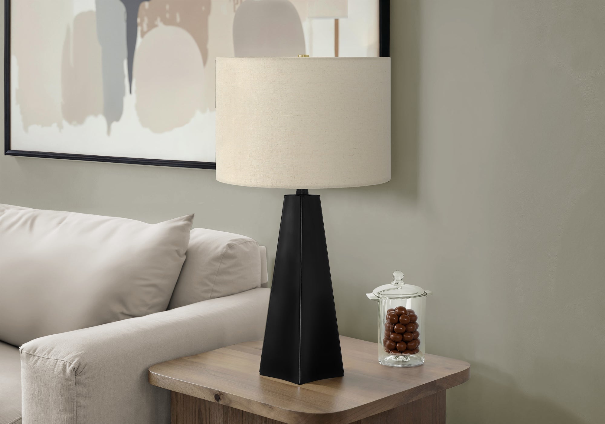 Imogene - Lighting 27"H Table Lamp Black Resin Beige Shade Modern