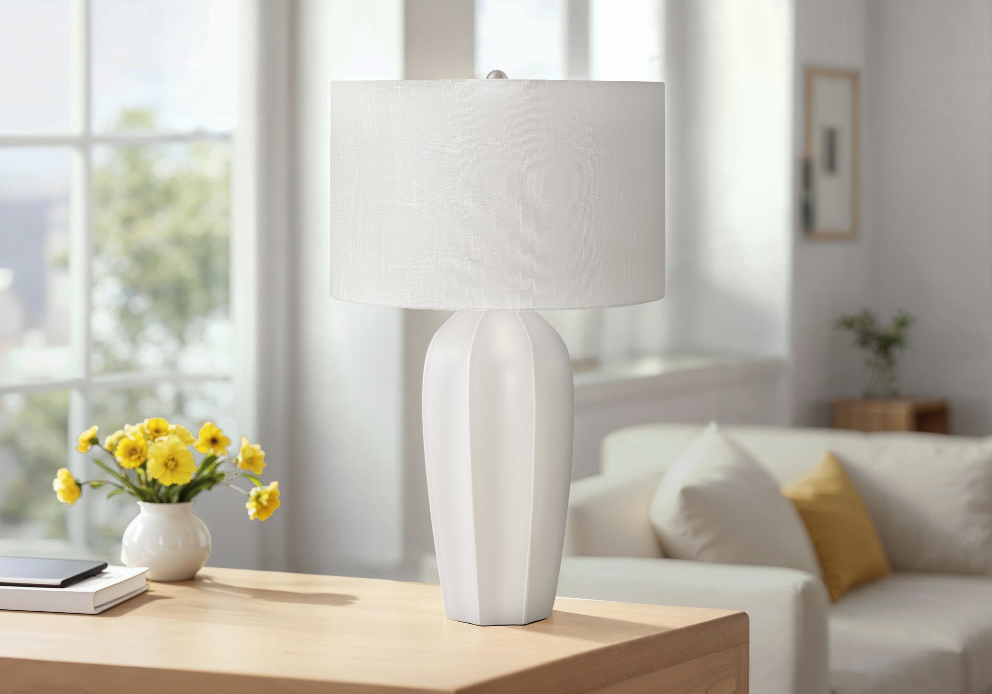 Niesha - Lighting 27"H Table Lamp Cream Ceramic Ivory / Cream Shade