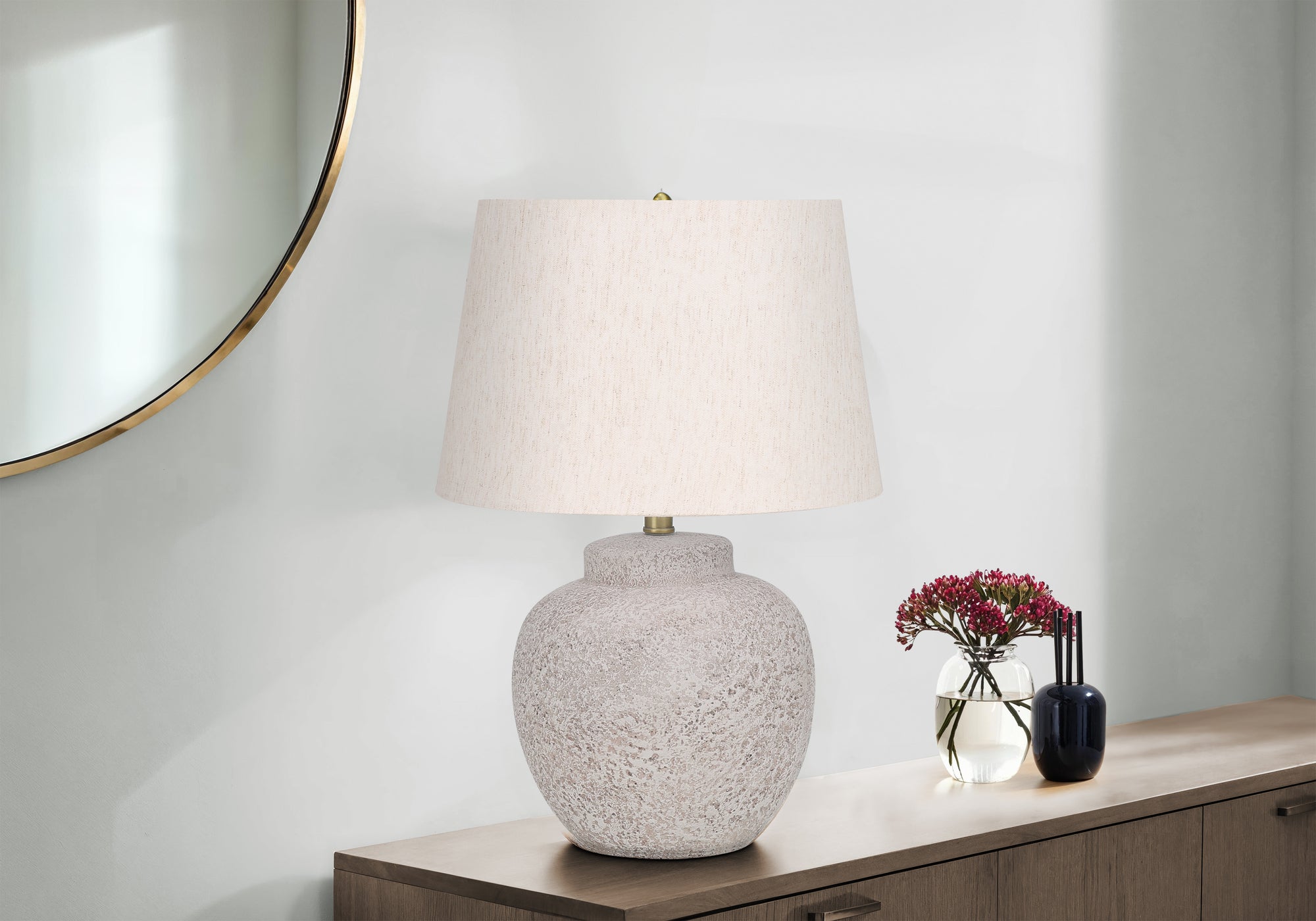 Bolivia - Lighting 22"H Table Lamp Cream Concrete Ivory / Cream Shade