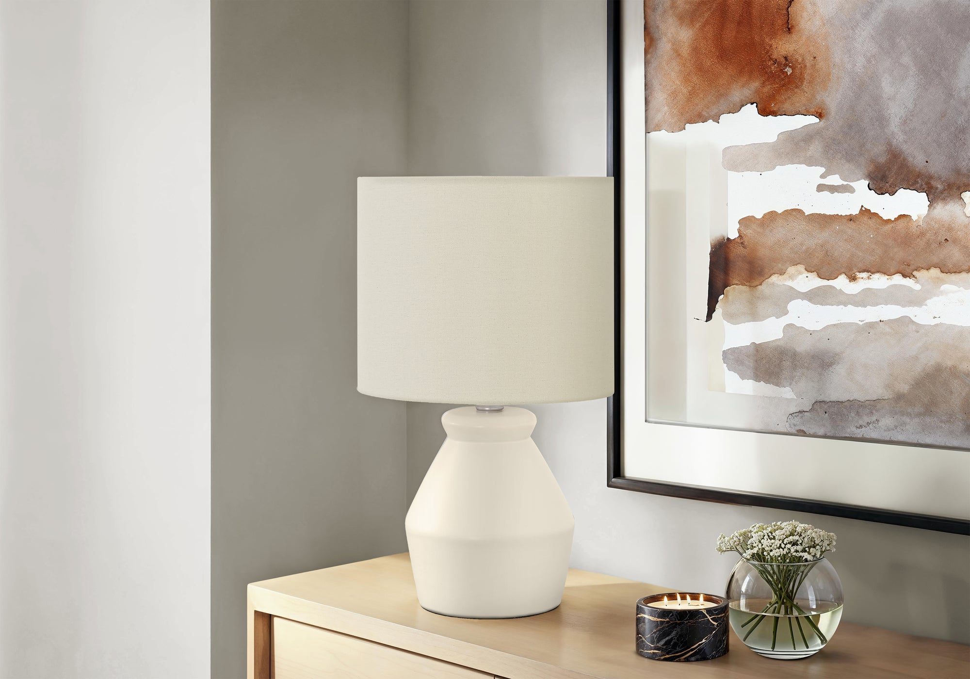 Deance - Lighting 17"H Table Lamp Cream Ceramic Ivory / Cream Shade