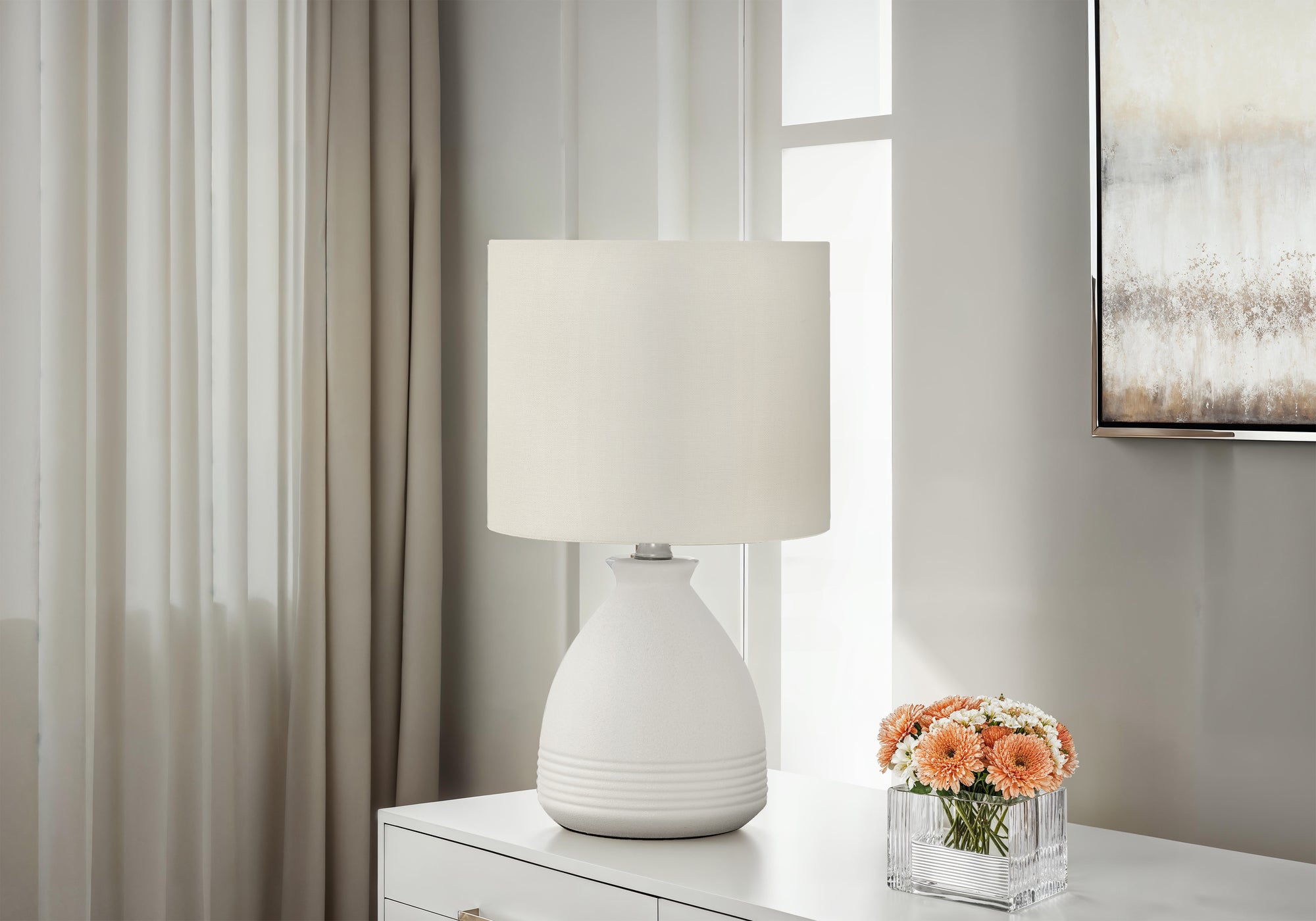 Calgary - Lighting 17"H Table Lamp Cream Ceramic Ivory / Cream Shade