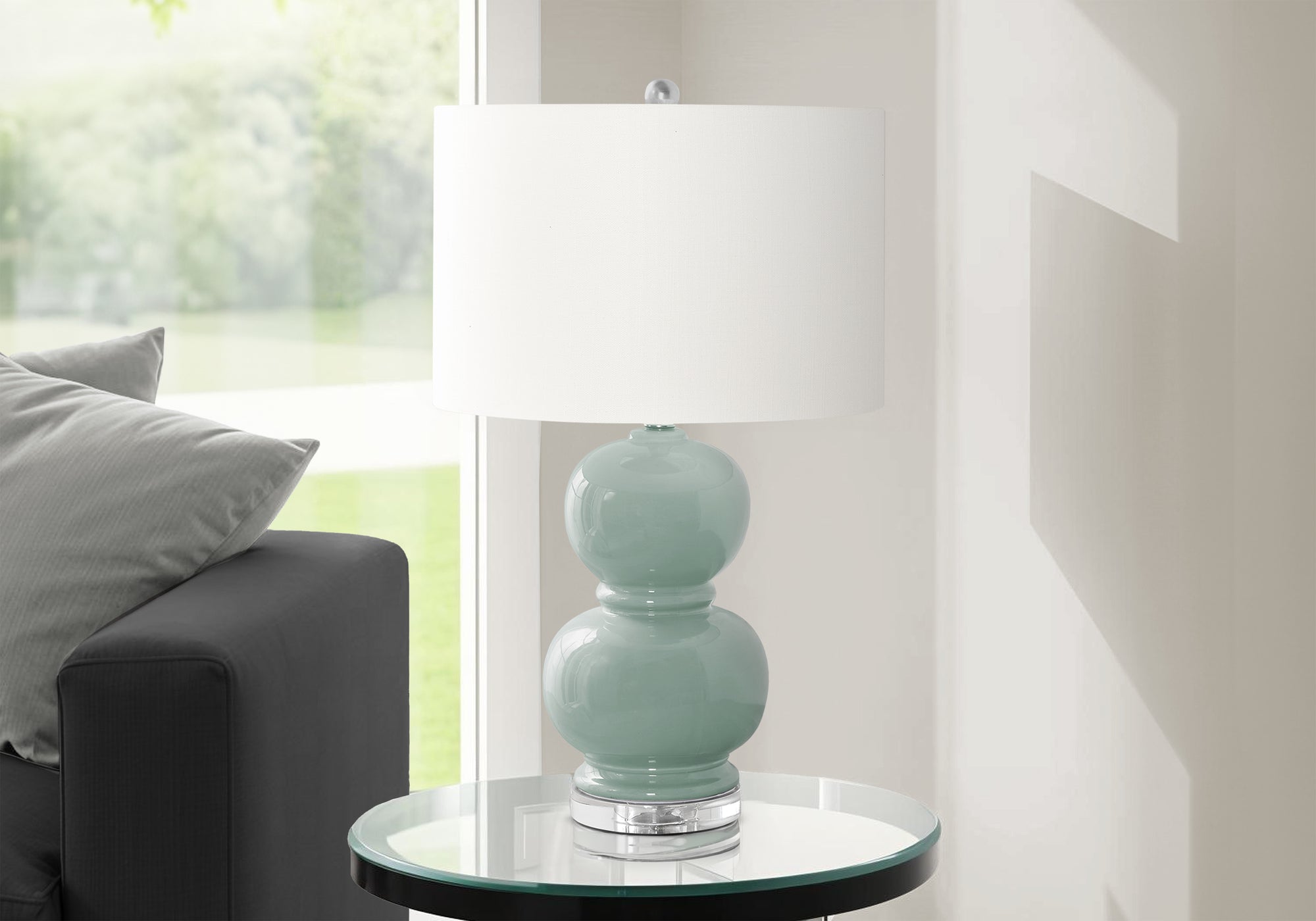 Manila - Lighting 25"H Table Lamp Blue Ceramic Ivory / Cream Shade