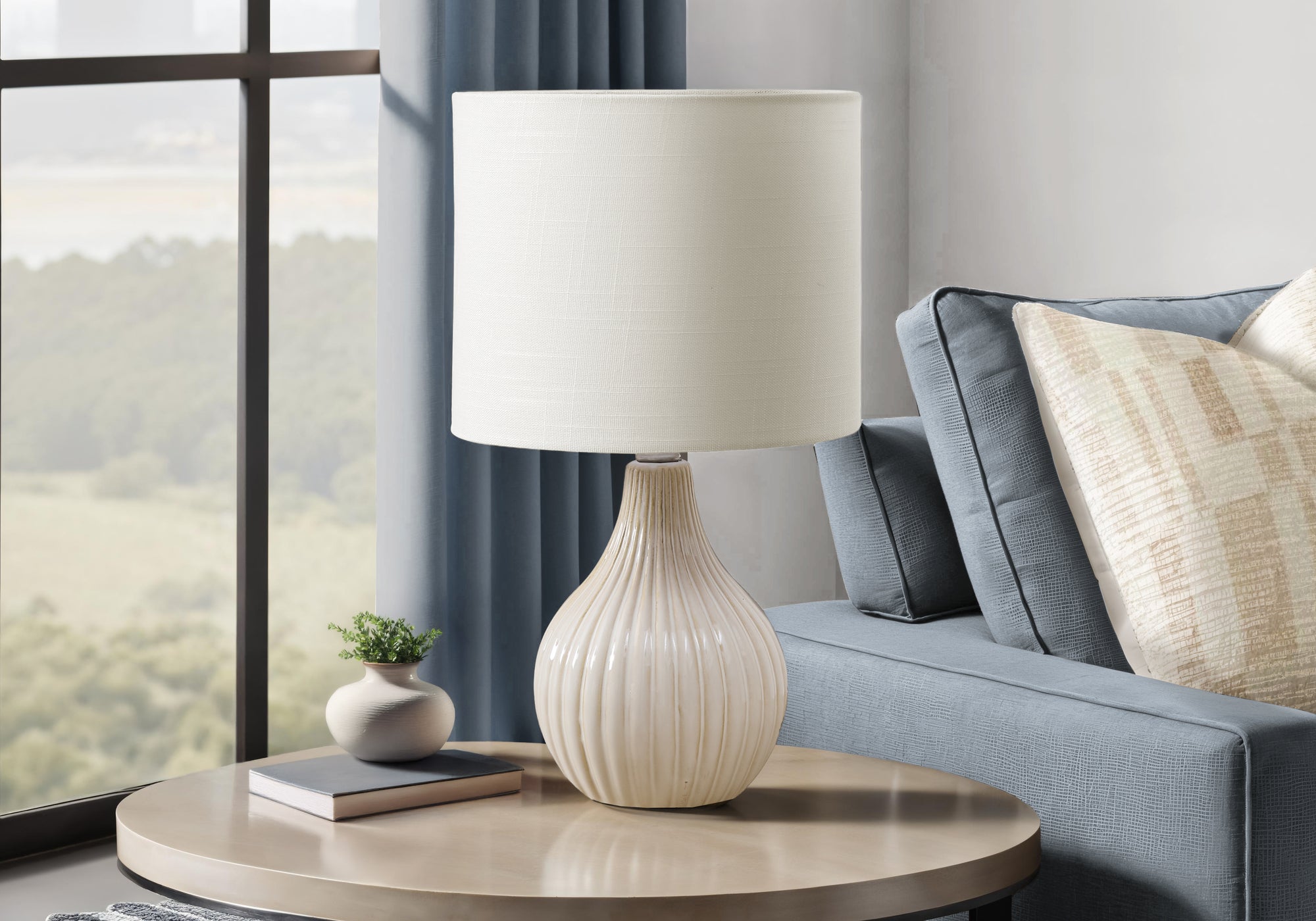 Ulvi - Lighting 17"H Table Lamp Beige Ceramic Ivory / Cream Shade
