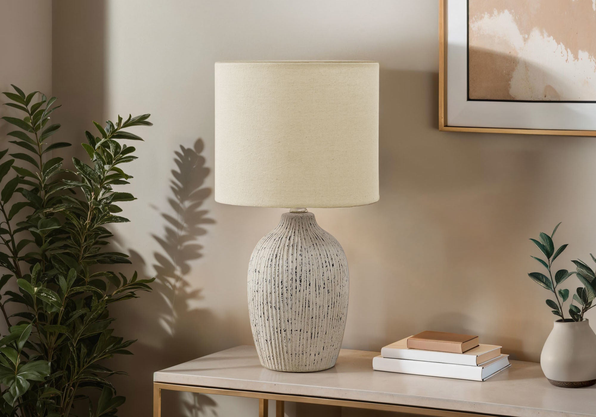 Ridgely - Lighting Table Lamp 18"H Beige Ceramic Beige Shade Contemporary