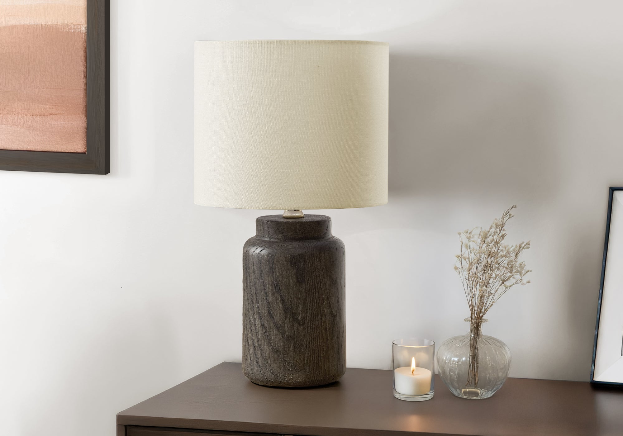Adanna - Lighting 17"H Table Lamp Brown Resin Ivory / Cream Shade
