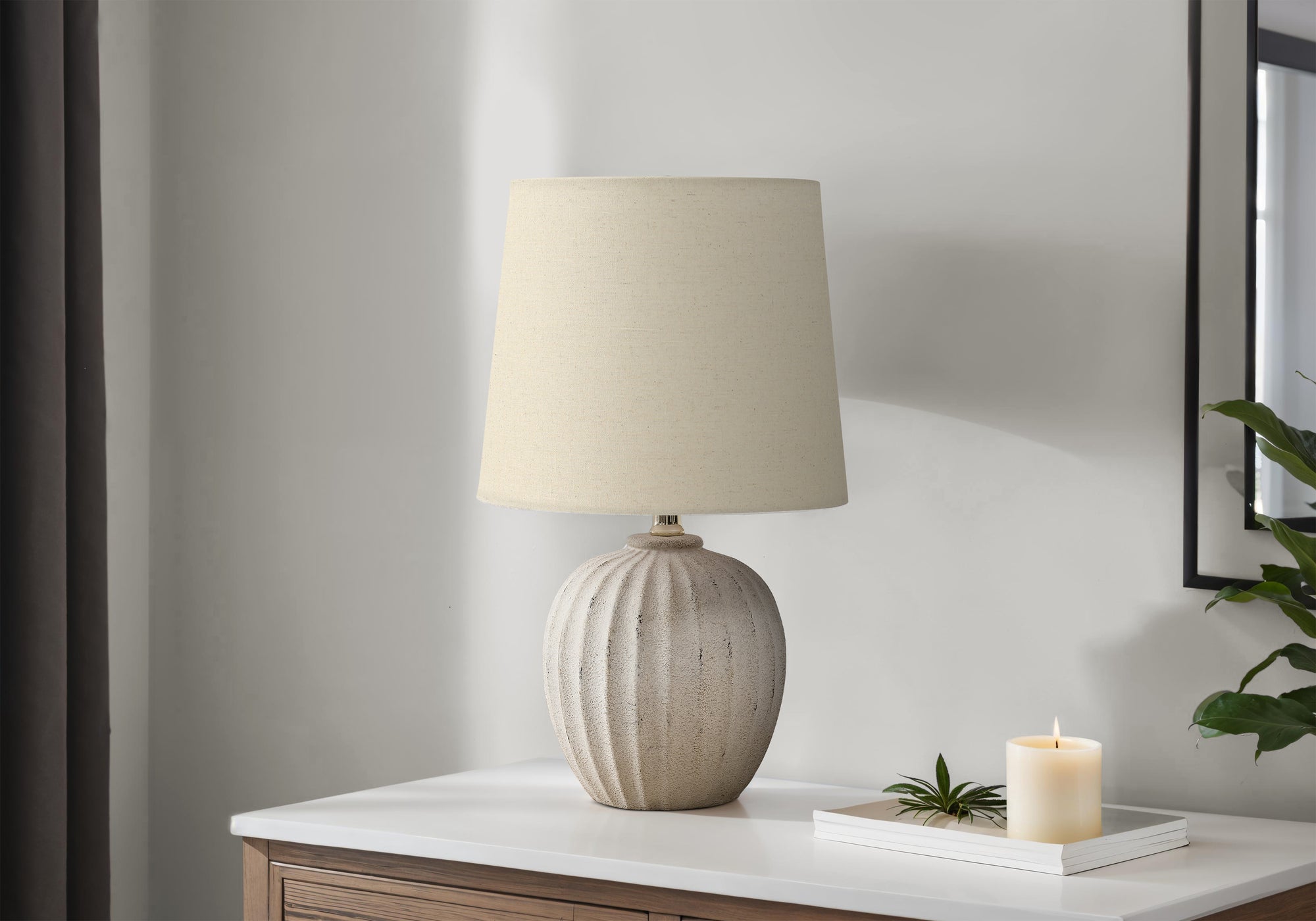 Naylor - Lighting 19"H Table Lamp Beige Resin Beige Shade Transitional