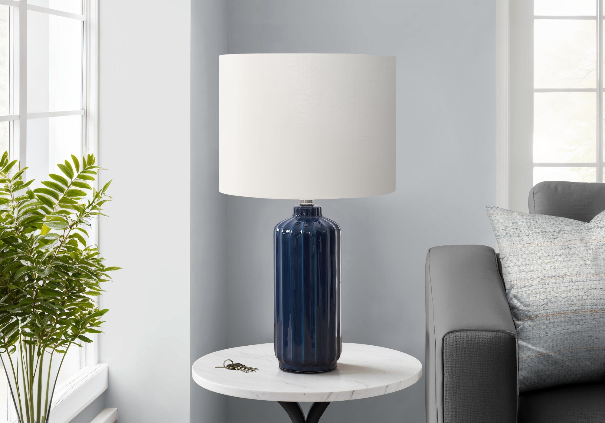 Lavada - Lighting 23"H Table Lamp Blue Ceramic Ivory / Cream Shade