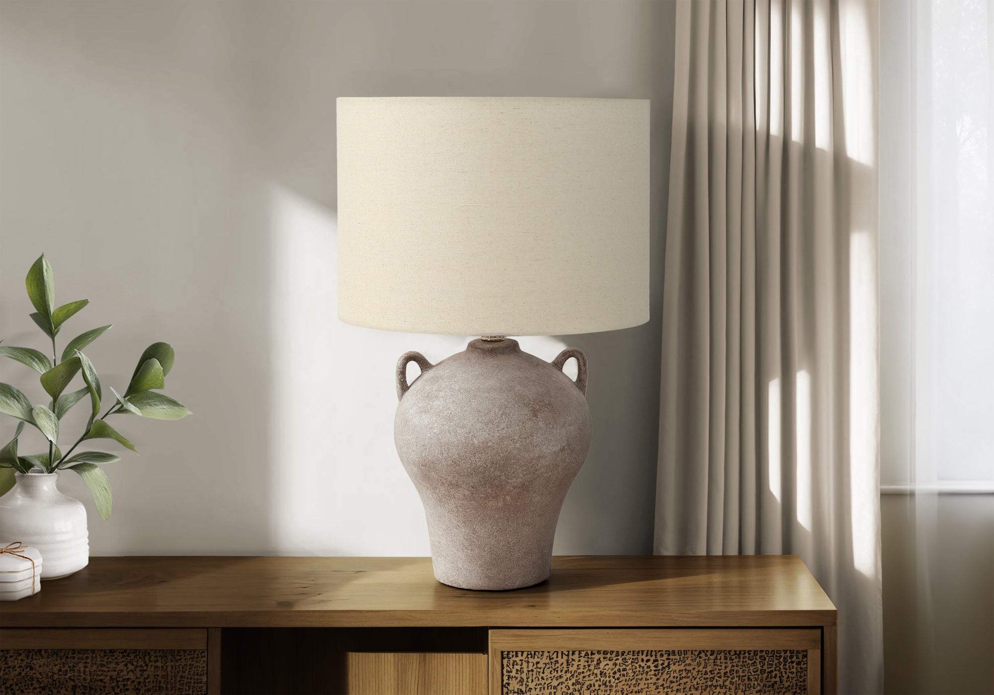 Kalcya - Lighting 22"H Table Lamp Beige Ceramic Beige Shade Transitional