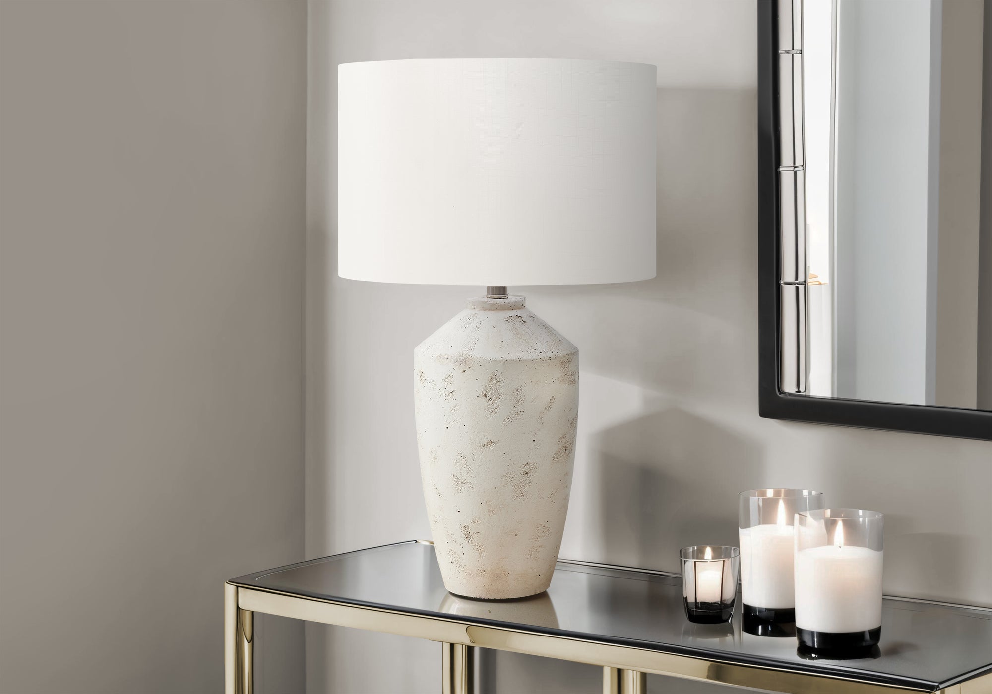 Sabit - Lighting 25"H Table Lamp Ivory Concrete Ivory / Cream Shade