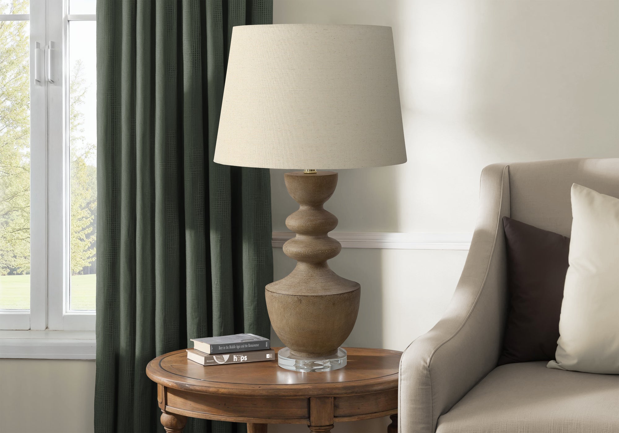 Leyna - Lighting 28"H Table Lamp Brown Resin Beige Shade Transitional