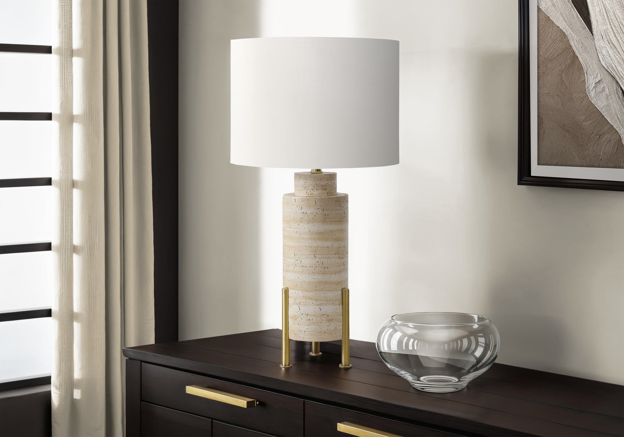 Nira - Lighting 30"H Table Lamp Beige Resin Ivory / Cream Shade