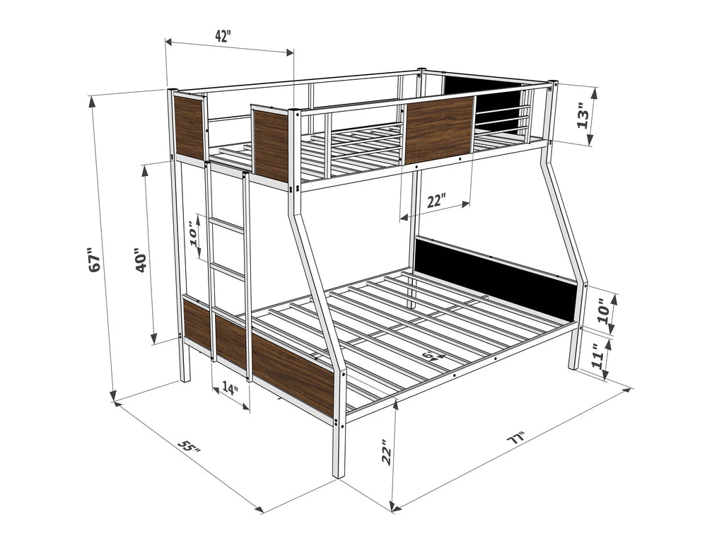 Jackson Full Twin Bunk Bed in powder coating White color