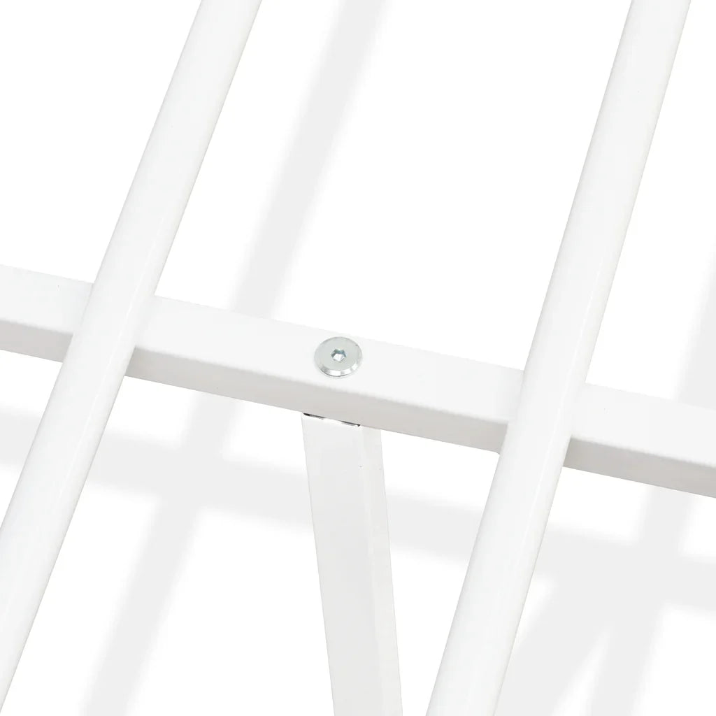 Toru Kemah Full Size White Powder-Coated Metal Bed  Sleek Frame with Extra Support