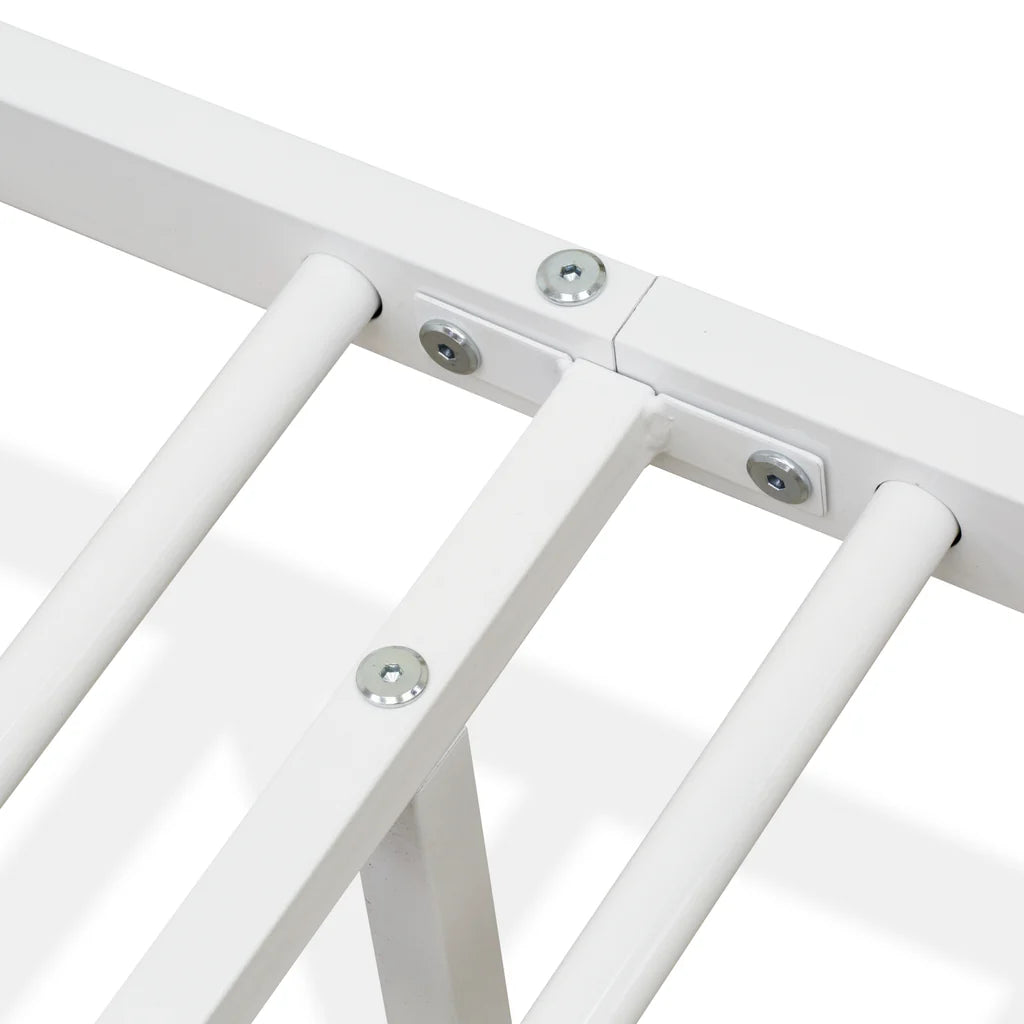 Kemah Full Bed Frame with 3 Supporting Metal Legs - Deluxe Bed in Powder Coating White Color